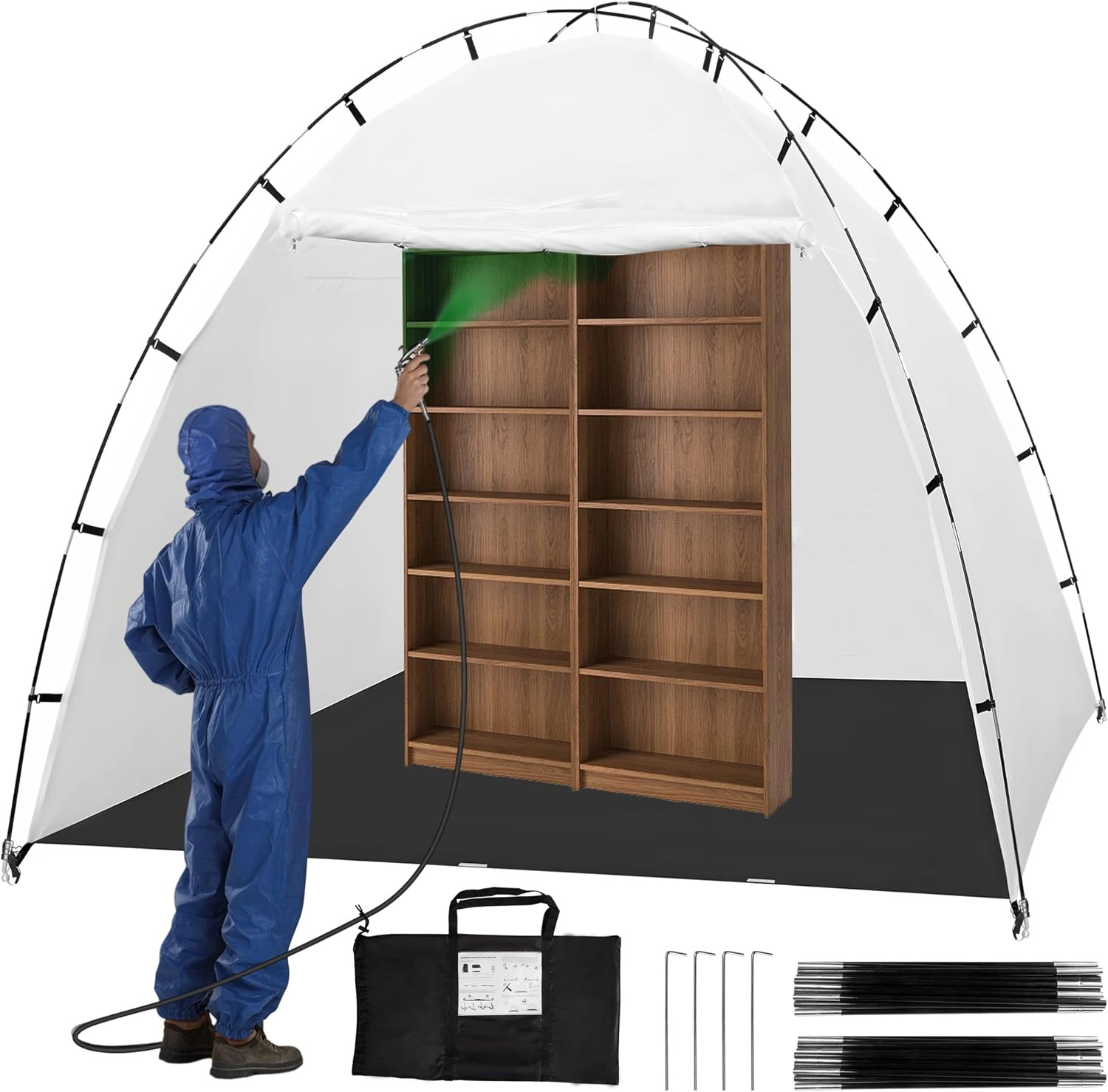 Portable Paint Booth Tent 10X6X6.5Ft,Extra Large Paint Booth with Waterproof Flo