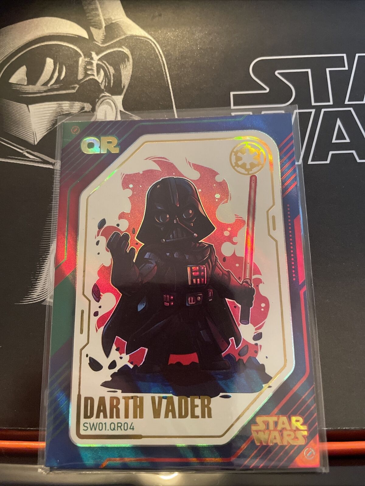 Darth Vader Chibi 2023 Star Wars Prerelease SW01 QR04 55pt Holofoil Chase Card