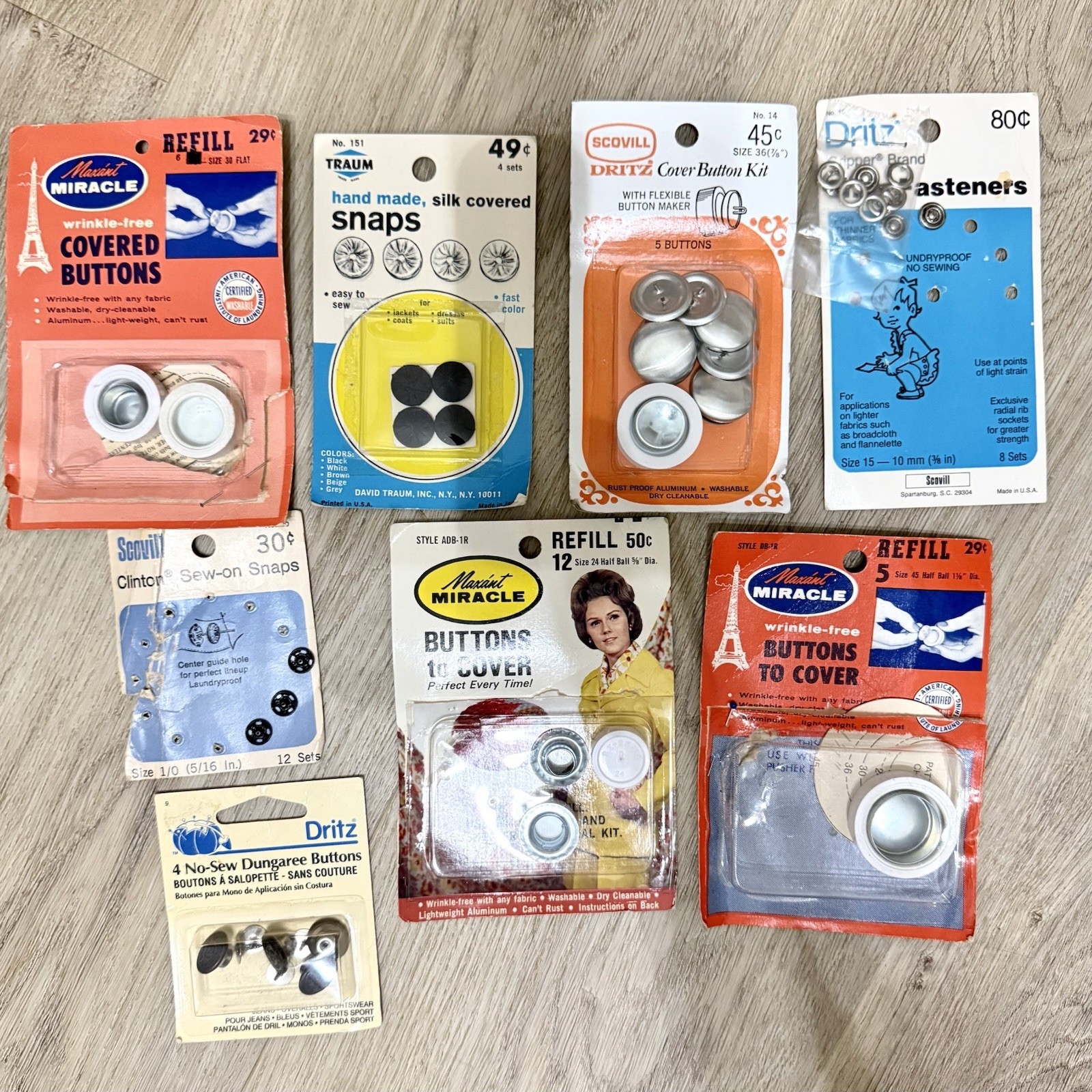 Vintage Sewing Lot Maxant Miracle Dritz Traum Scovill Cover Buttons Snaps Craft