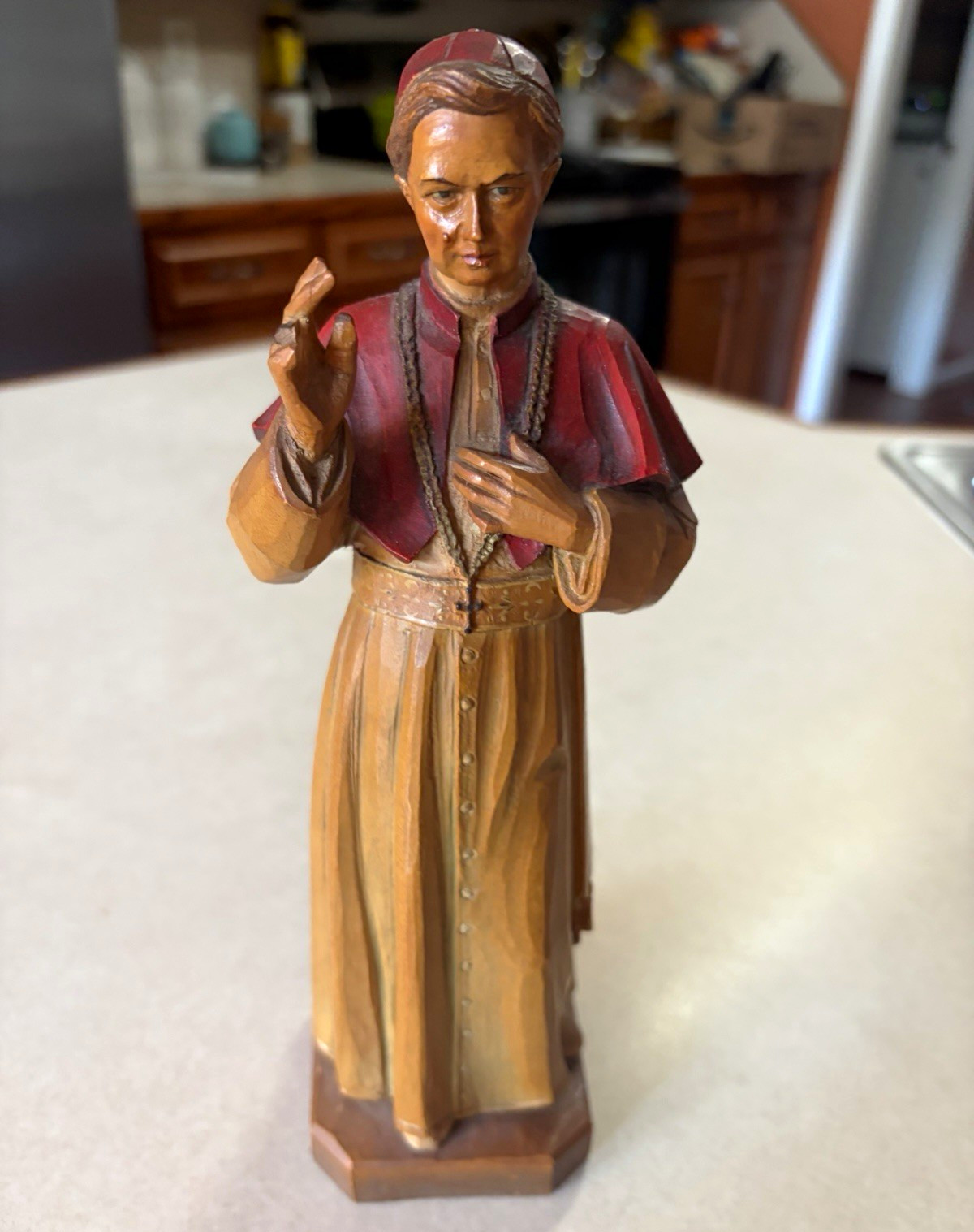 Hand Carved Wood Christian Pope Pius X ANRI Tyrol Italy Vintage 10”