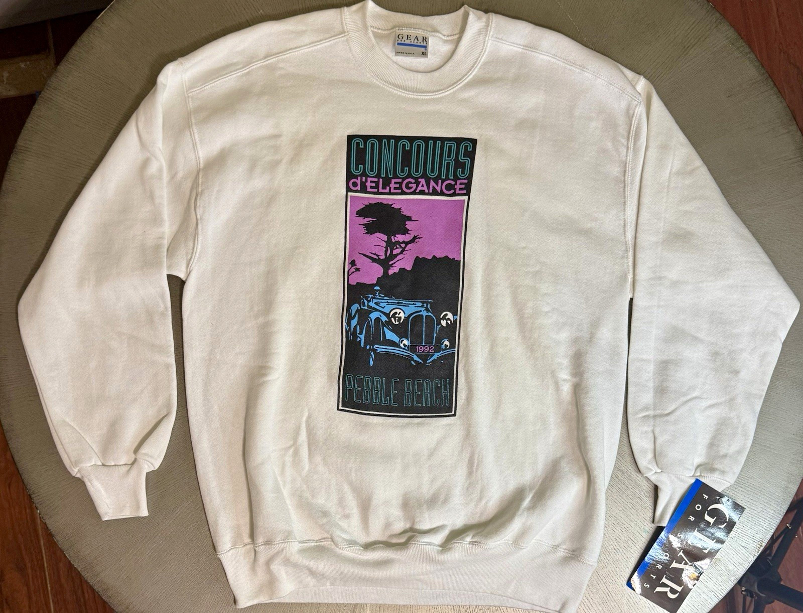 ⁠VTG 1992 Pebble Beach Concours d\'Elegance Sweatshirt NWT XL Made in USA Car 