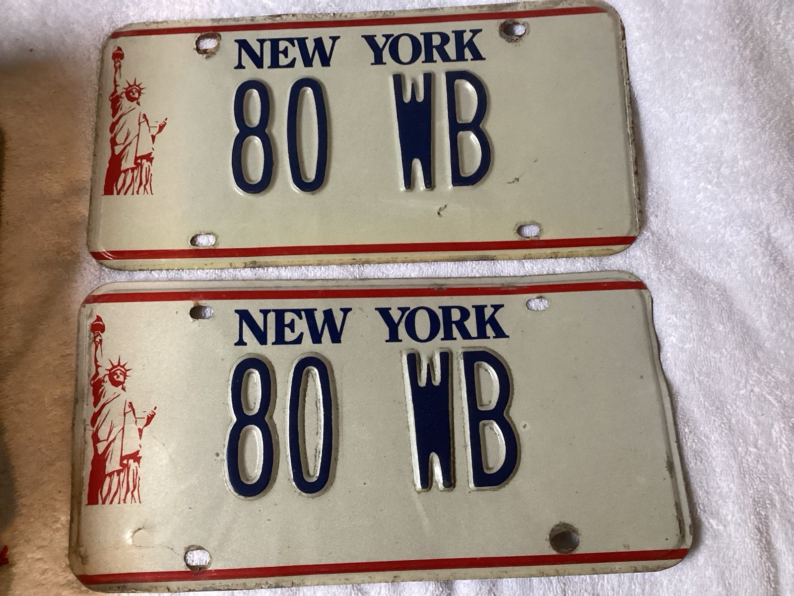 Vtg 1986-2000 New York Liberty License Plate Vanity Set Tag 80 WD