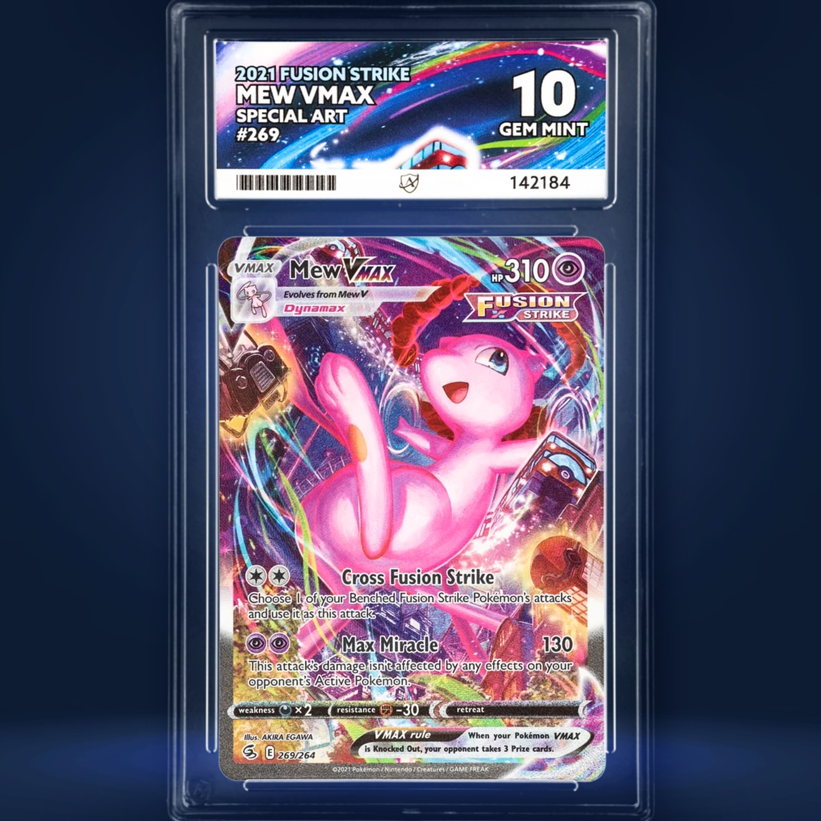 ACE 10 Mew VMAX Fusion Strike 269/264 Holo Secret Rare - Perfect Subs ALT ART