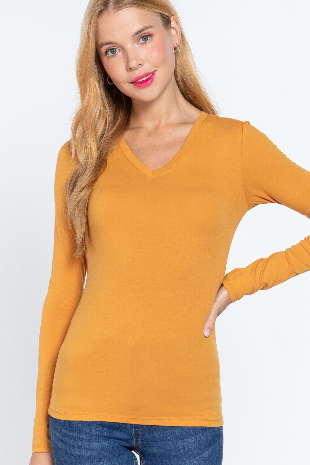T Shirt V Neck Long Sleeve Active Basic Top Size S-XL Plus 1X-2X   STORE CLOSING