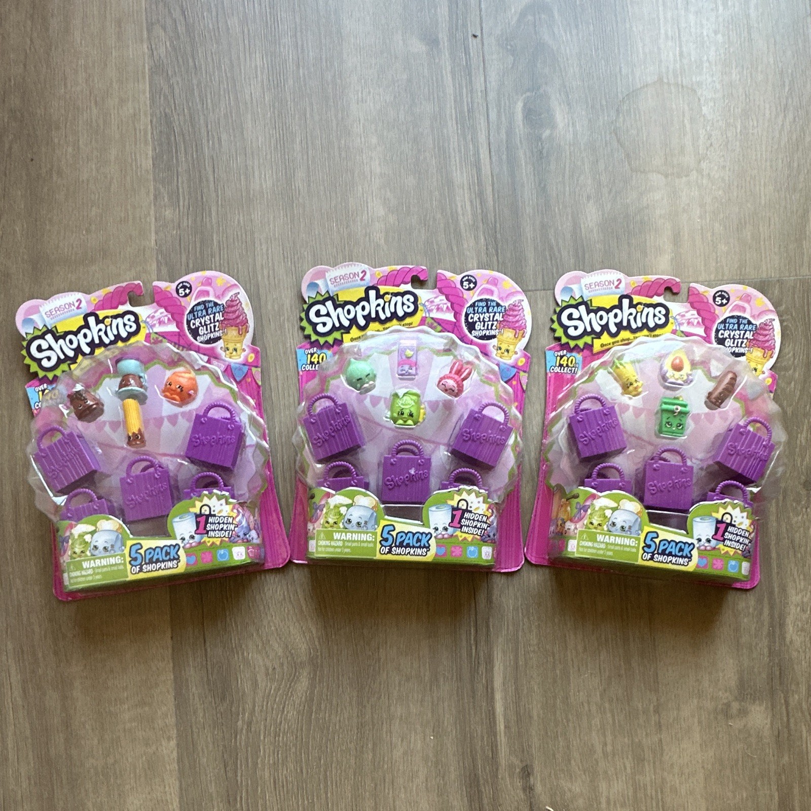 Shopkins Season 2, 5-Pack, Set of 3, Original Stock Unopened Shopkins Season 2, 5-Pack, Set of 3, Original Stock Unopened