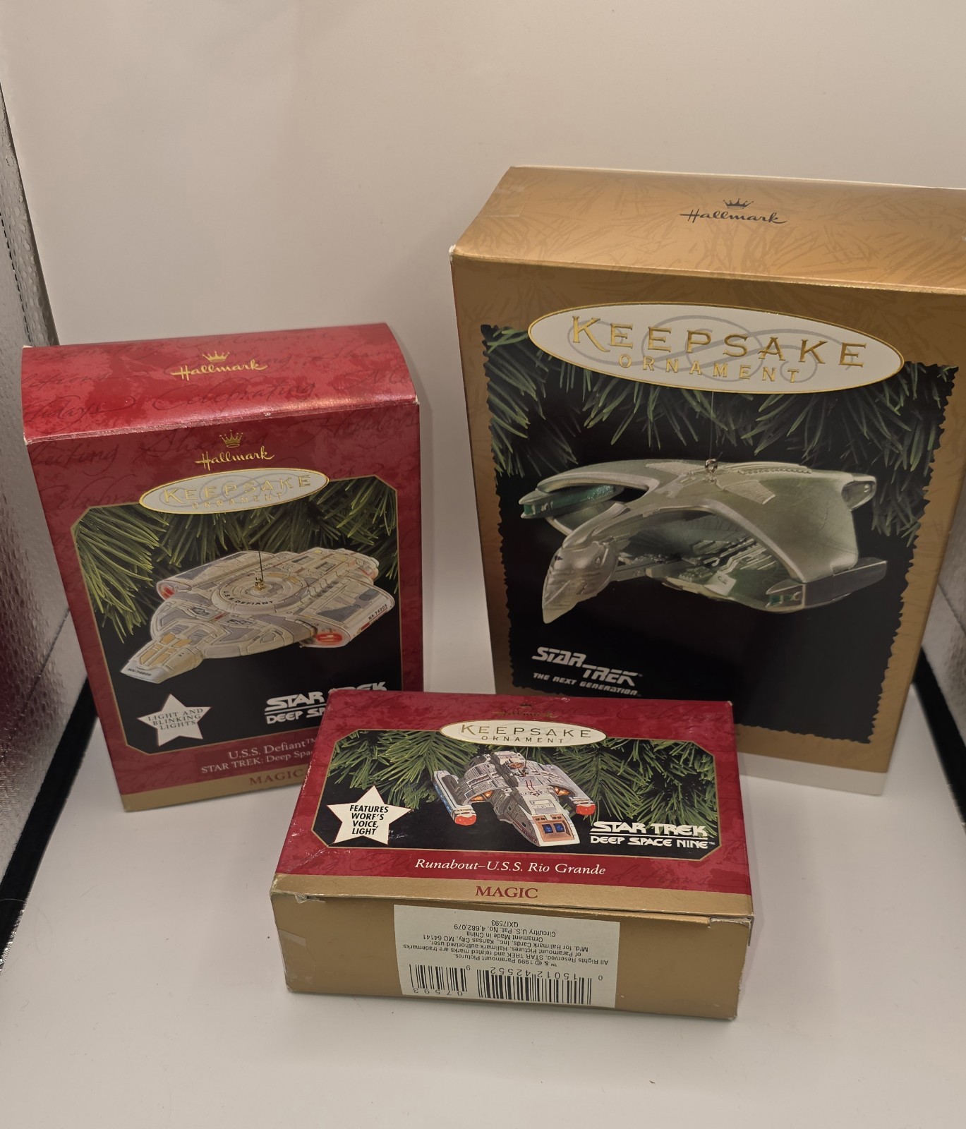 Hallmark Star Trek Keepsake Ornament Lot 1993 Enterprise 1997 Defiant 1999 Rio