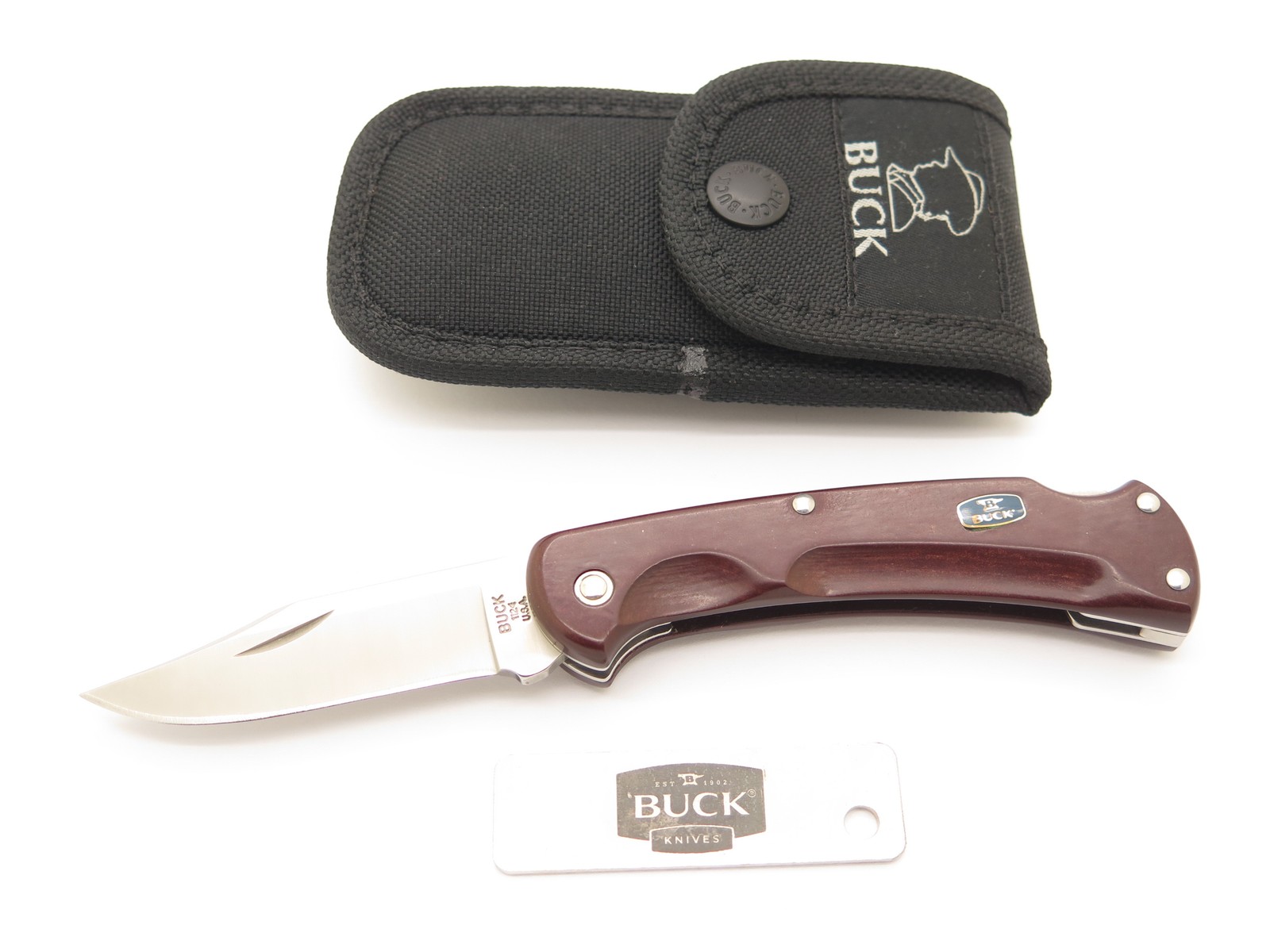 2010 Buck Ranger 112 Ecolite Red Paperstone Handle Folding Hunter Knife