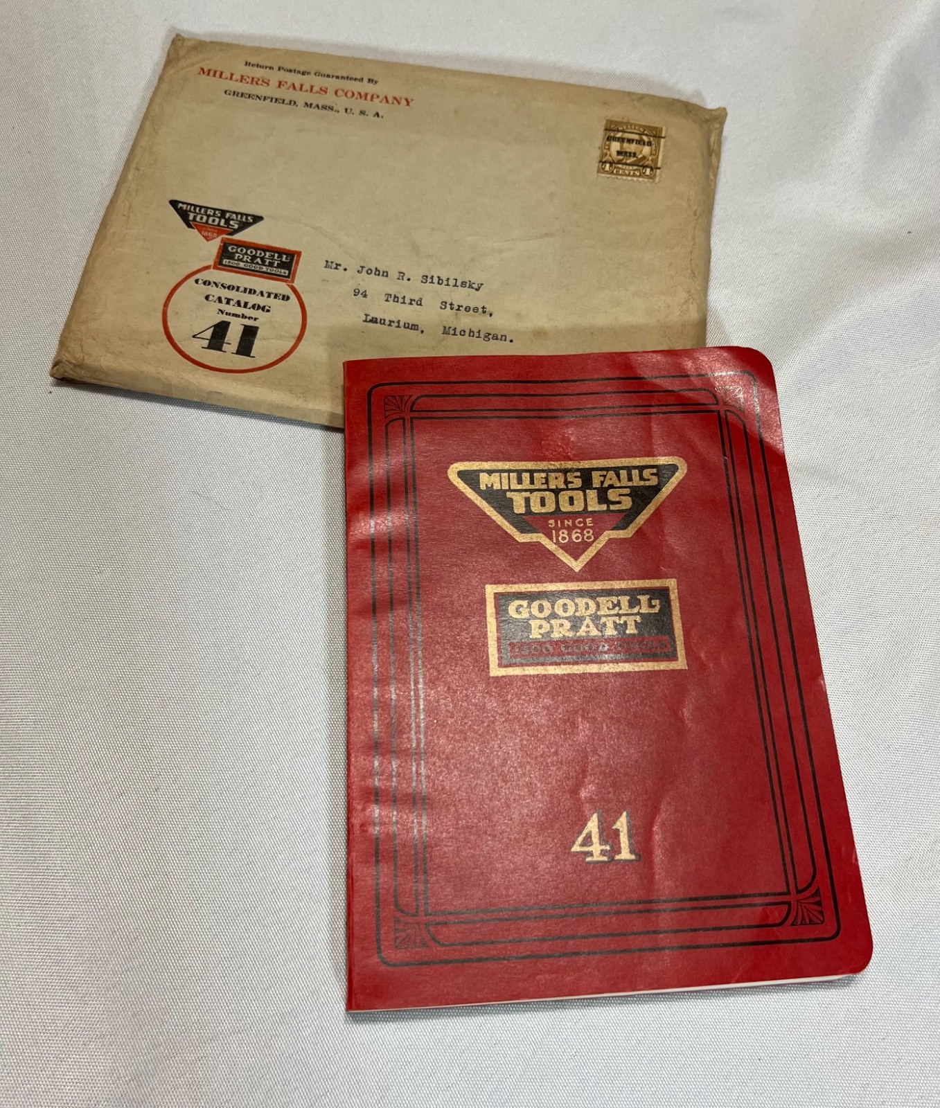 Antique 1935 Millers Falls Goodell Pratt Catalog 41 and Matching Mailing Envelop