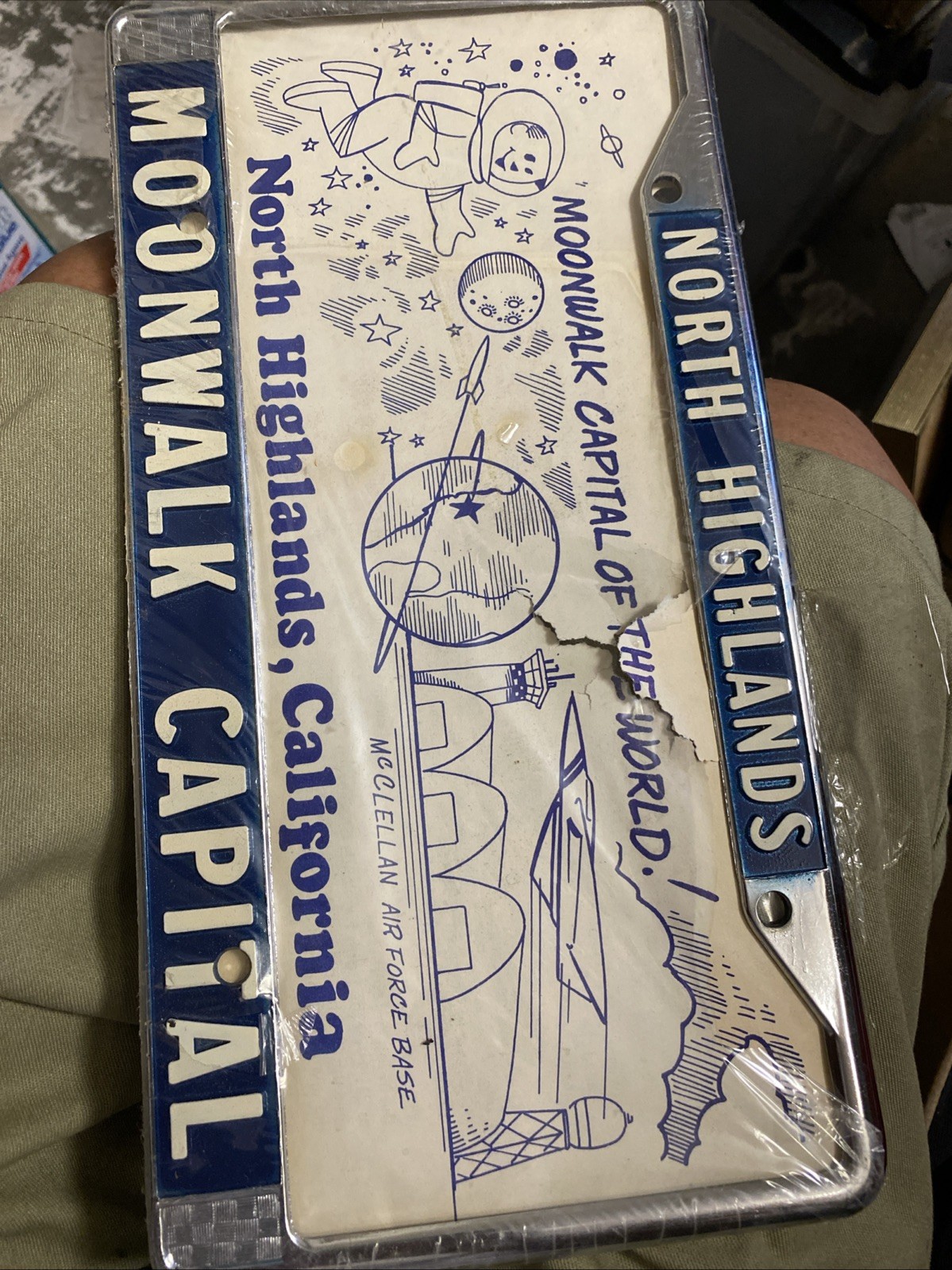 Vtg 1979 North Highlands Moonwalk Ca Anniversary McClellan AFB License Car Frame