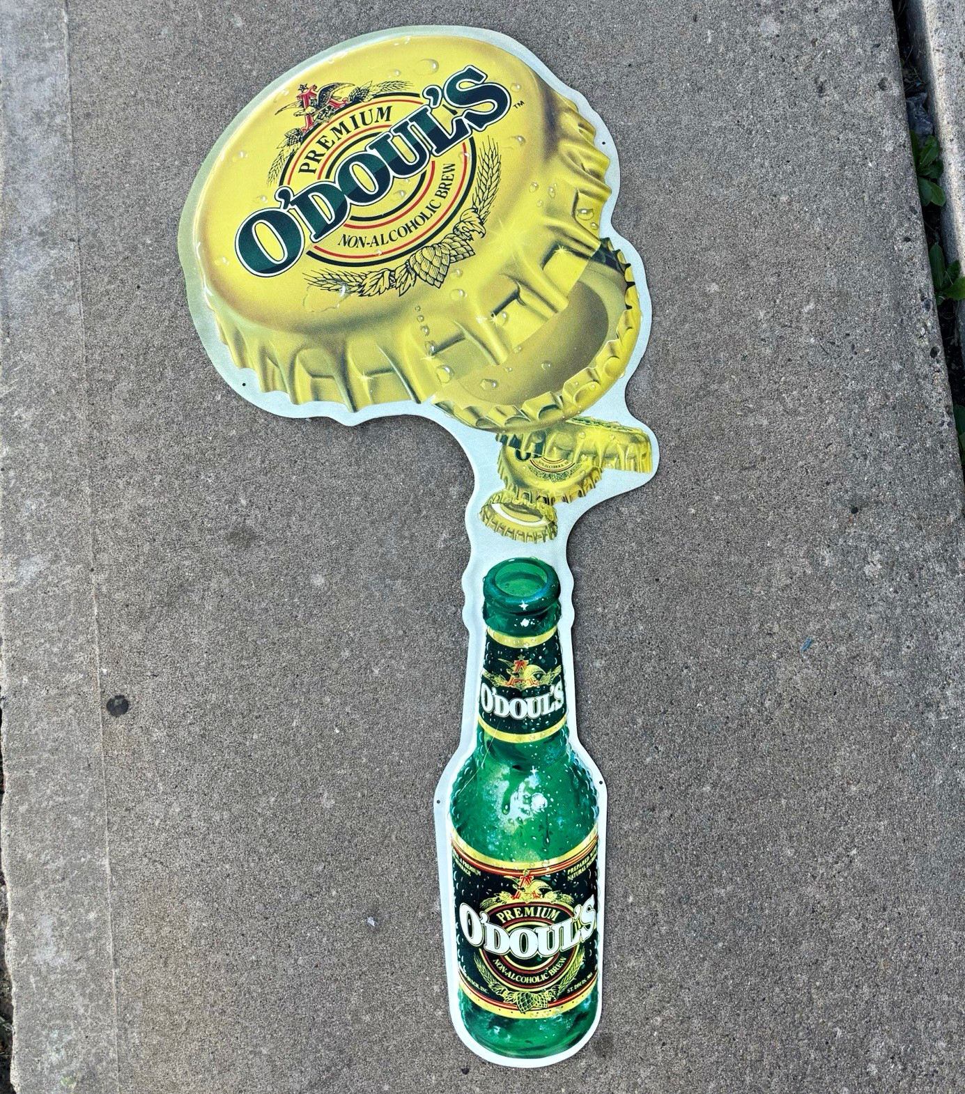 Vintage 1991 O\'Doul\'s Non-Alcoholic Beer Bottle & Cap Large Metal Tin Sign 39