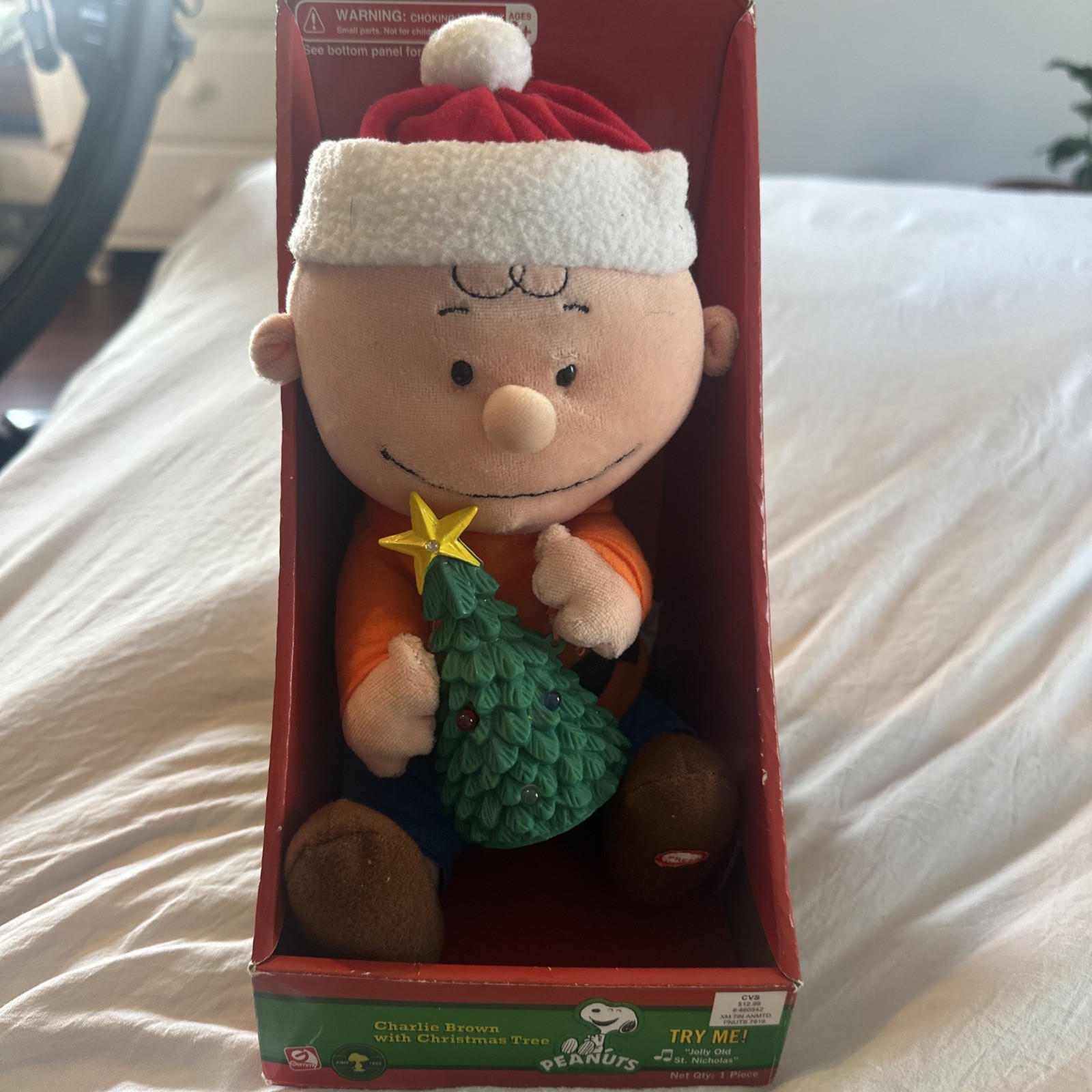Gemmy Peanuts Charlie Brown Christmas Tree Animated Plush  New