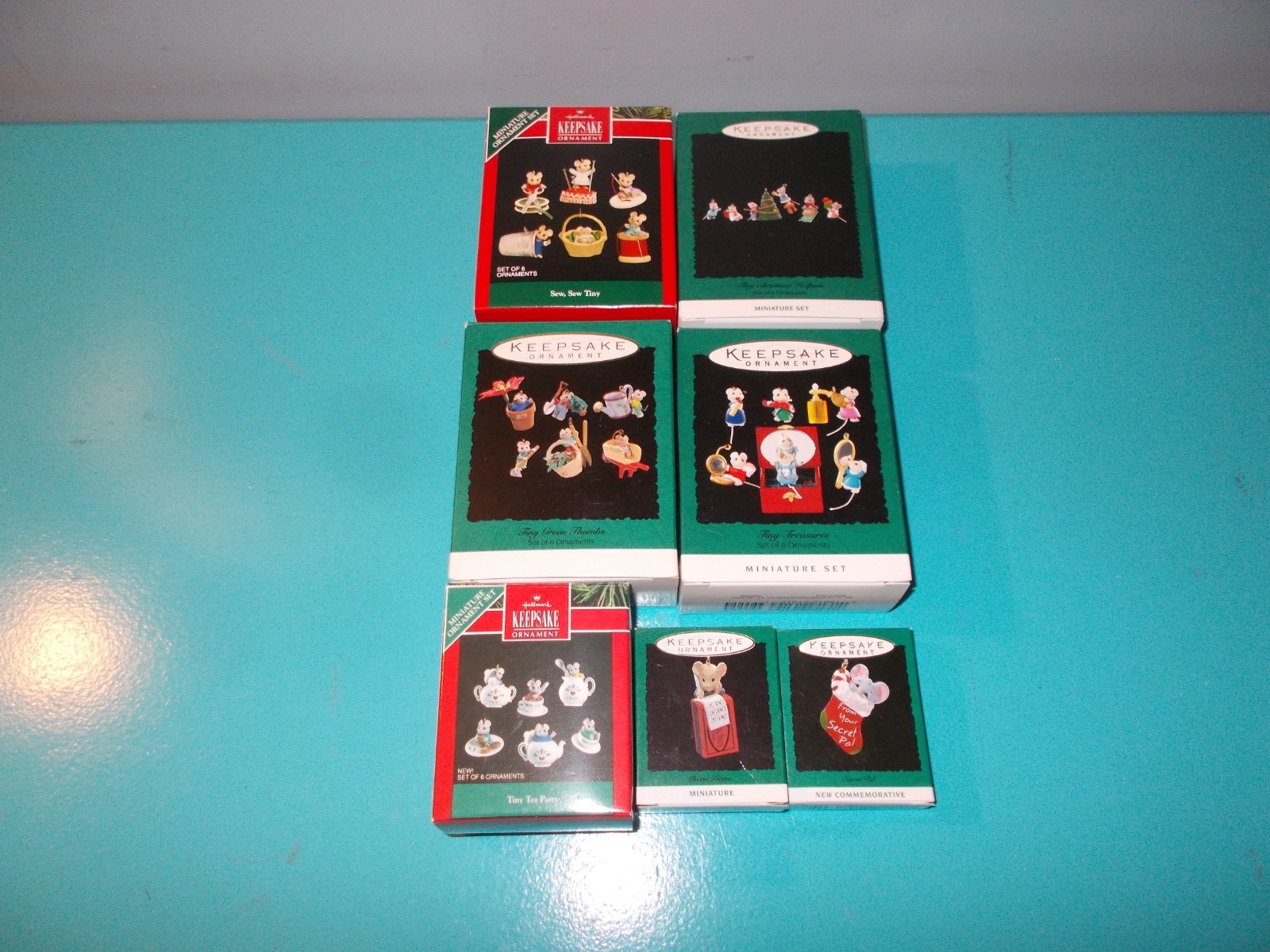 Hallmark Keepsake Miniature Mouse Ornament Lot Tiny Treasures Mice - Mini Set