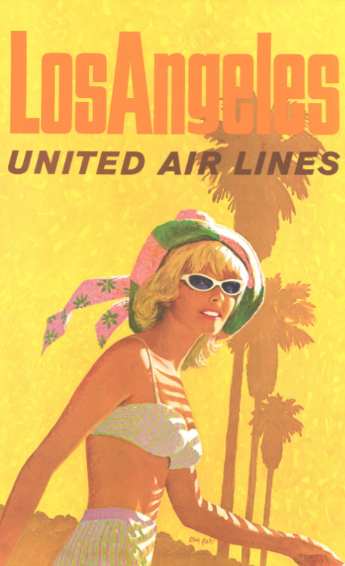 Vintage Los Angeles California Travel Advertisement Poster