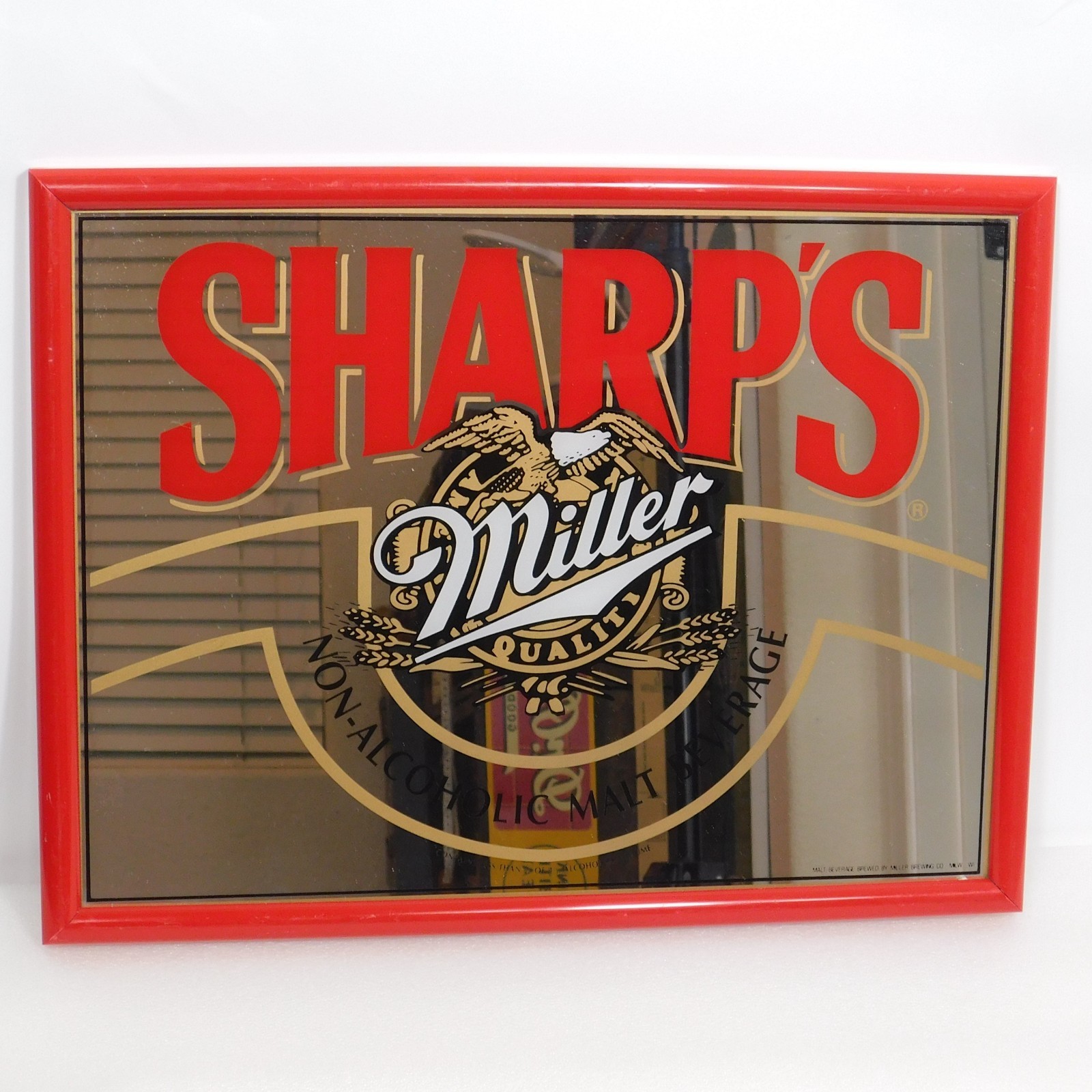 Vintage Sharp\'s Miller Beer Non Alcoholic Malt Beverage Mirror Sign 17 X 13.5”