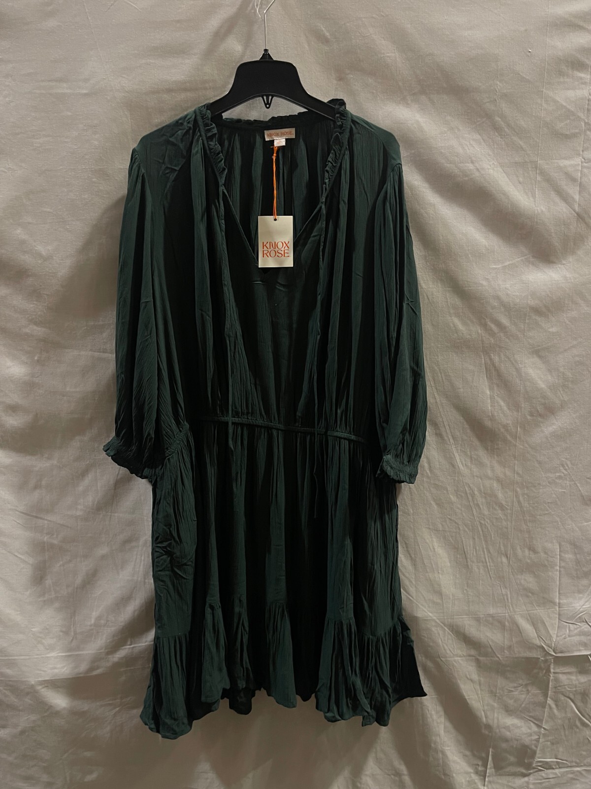 Women\'s Plus Size Long Sleeve Folkloric A-line Dress - Knox Rose Green 3X