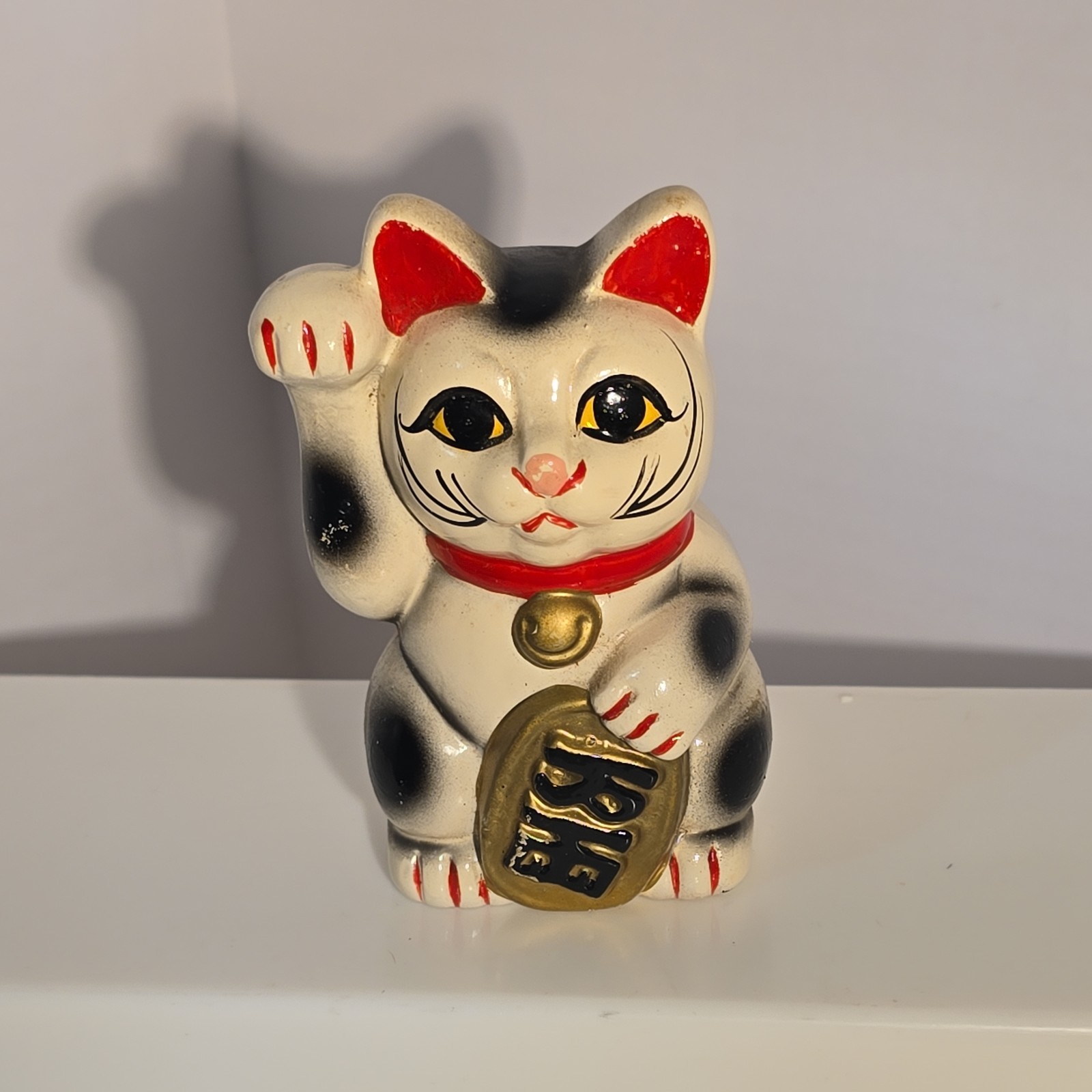 Vntg 4 Inch Maneki Neko Fortune Left CAT Bank Japan Ceramic