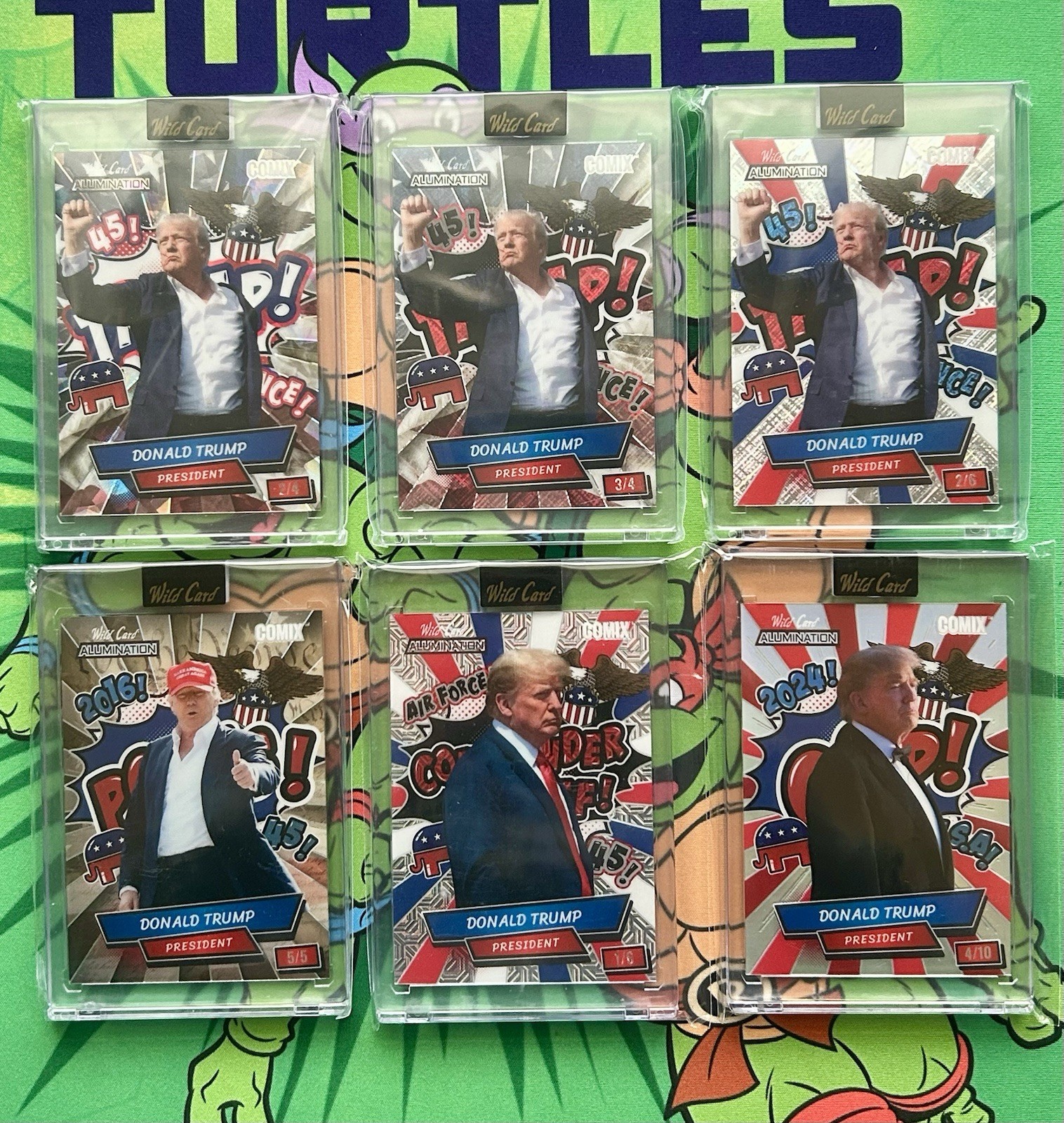 2024 Wild Card Alumination Donald Trump Lot (6) *3 Fight Pose Cards*