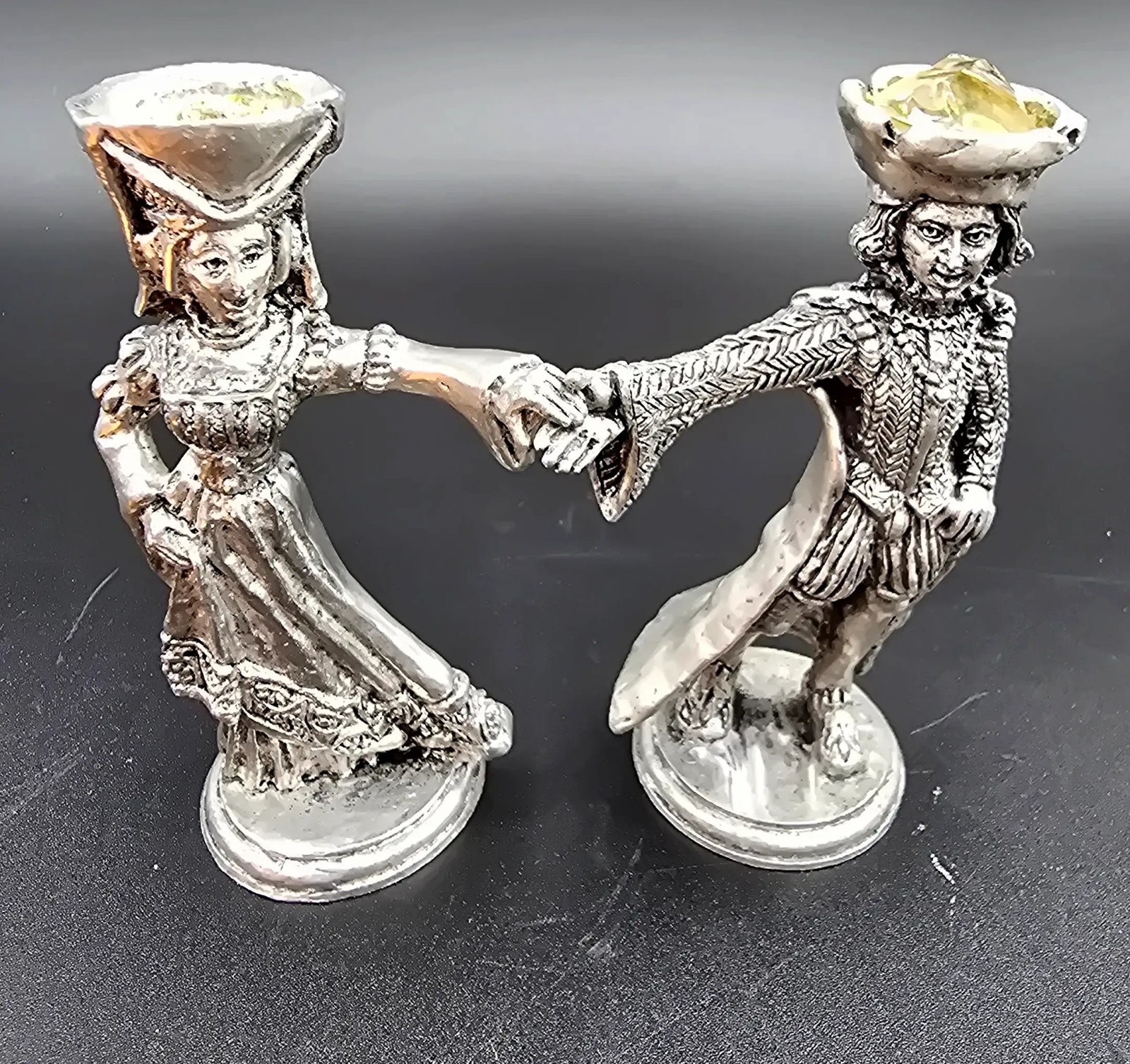 Vintage Fellowship Foundry Arthur Guinevere Pewter Wedding Goblets AS IS