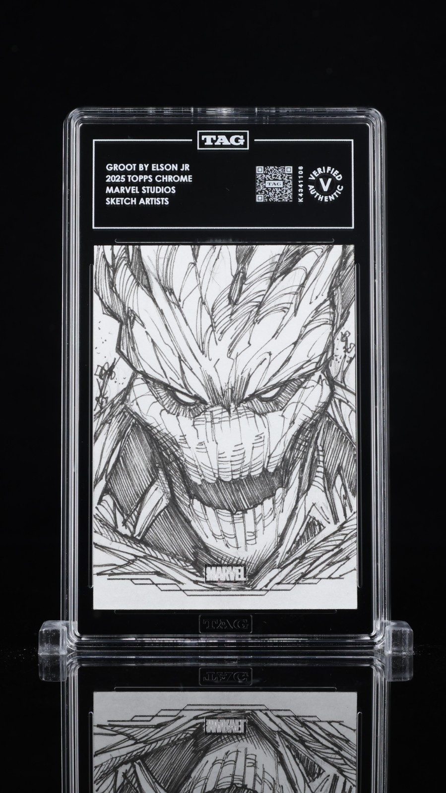 Topps Chrome 1/1 Groot Art Sketch 2025 Marvel Studios Elson Jr TAG Authenticated