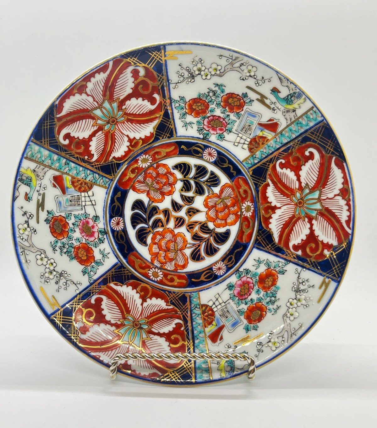 VTG gold Imari plate Otagiri Yamatoku Arita Japan hand painted porcelain stamped
