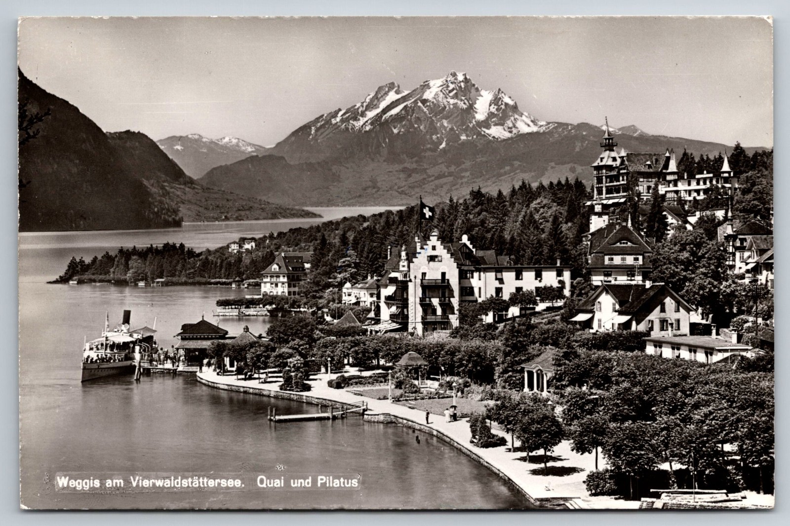 Postcard RPPC Lake Lucerne and Mount Pilatus Weggis Switzerland Posted 1961