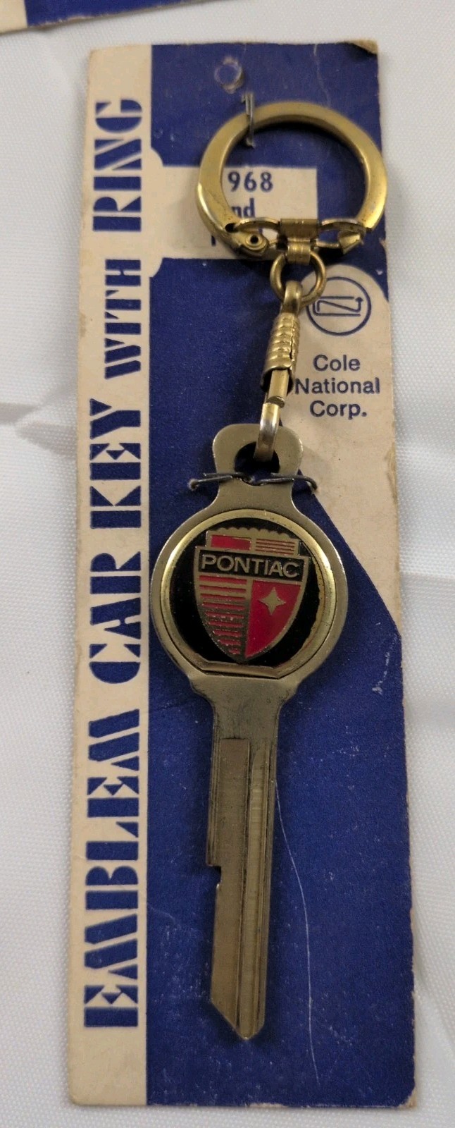 Vintage Pontiac Crest Logo Key Blank NOS Original Cole National Card 1968 & 1972