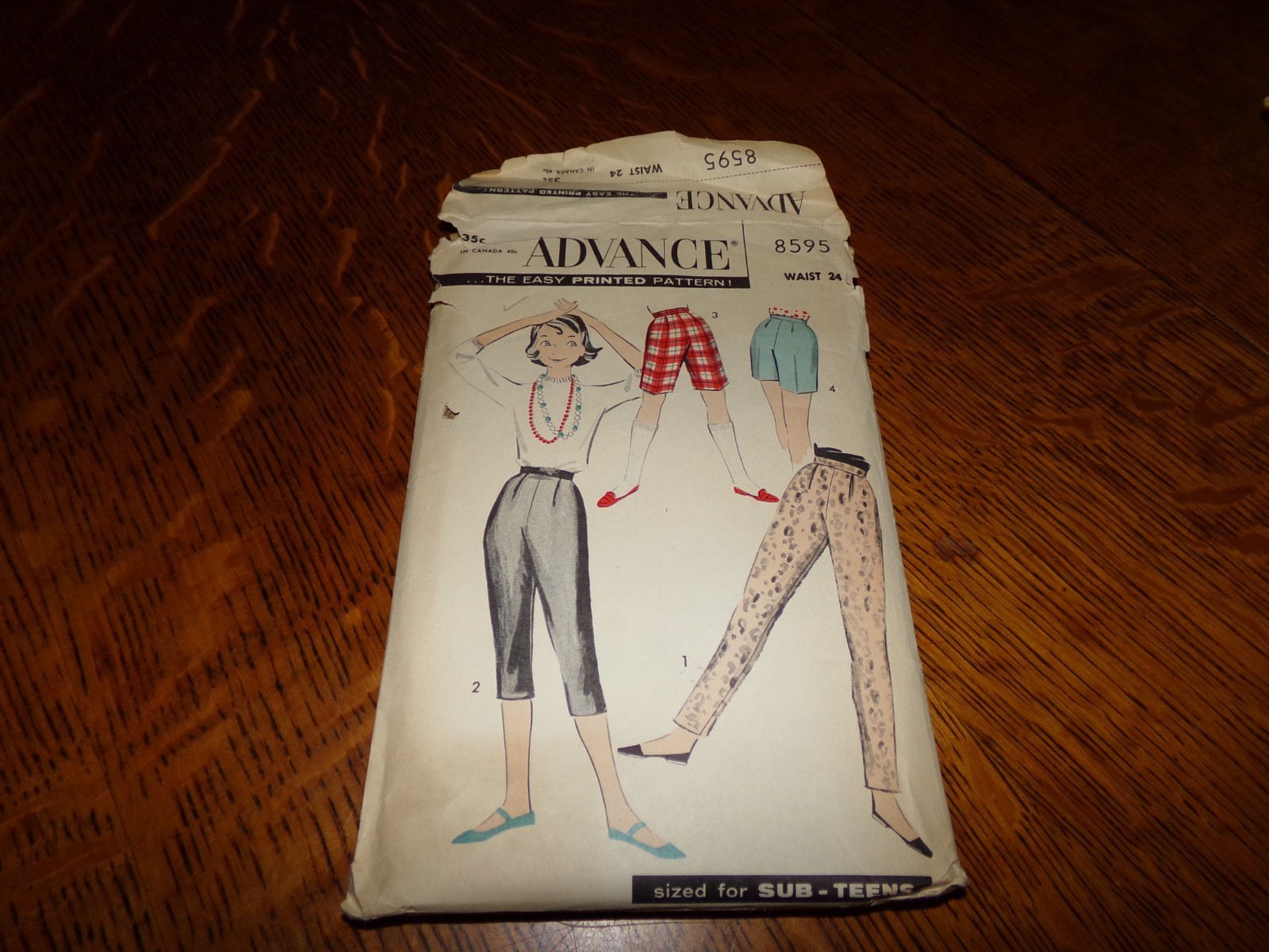 Vintage Advance women's tappered pants & shorts pattern #8595 waist 24