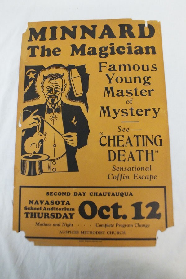 Vtg 1930s Minnard the Magician Navasota Texas Poster Display Advertising