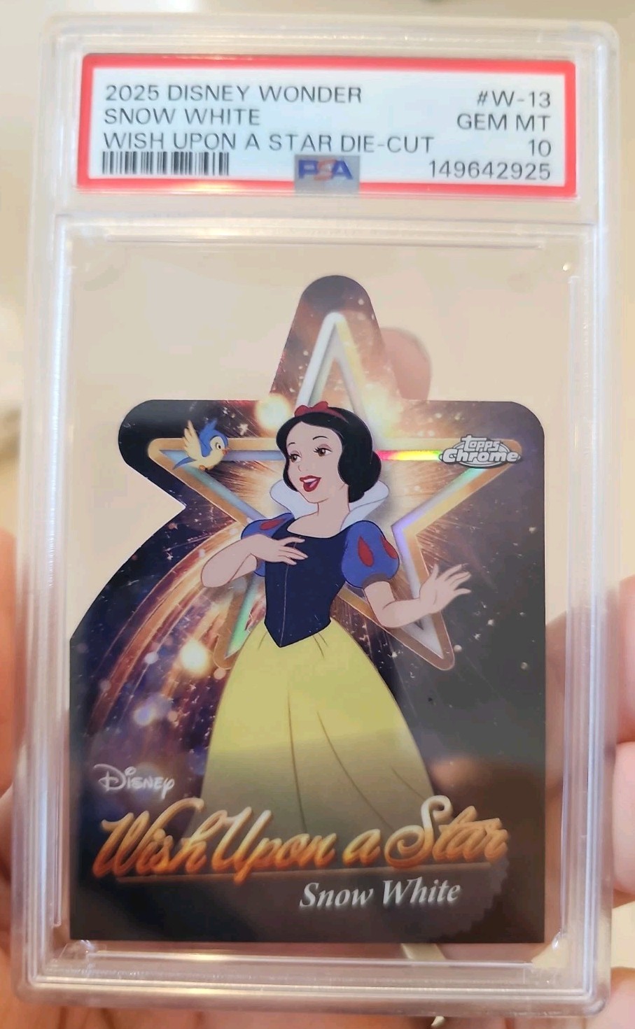 PSA 10 Pop 7 Snow White 2025 Topps Chrome Disney #W-13 Wish Upon A Star Die Cut