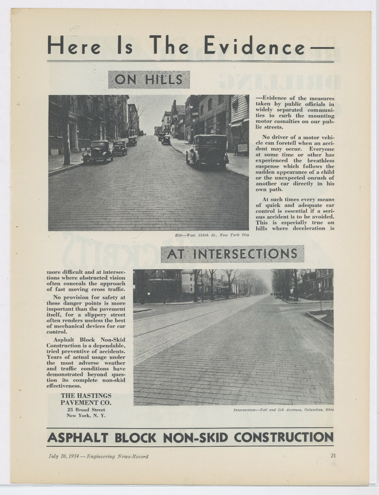 1934 Hastings Pavement Advertisement: New York City, Hill & West 150th Street