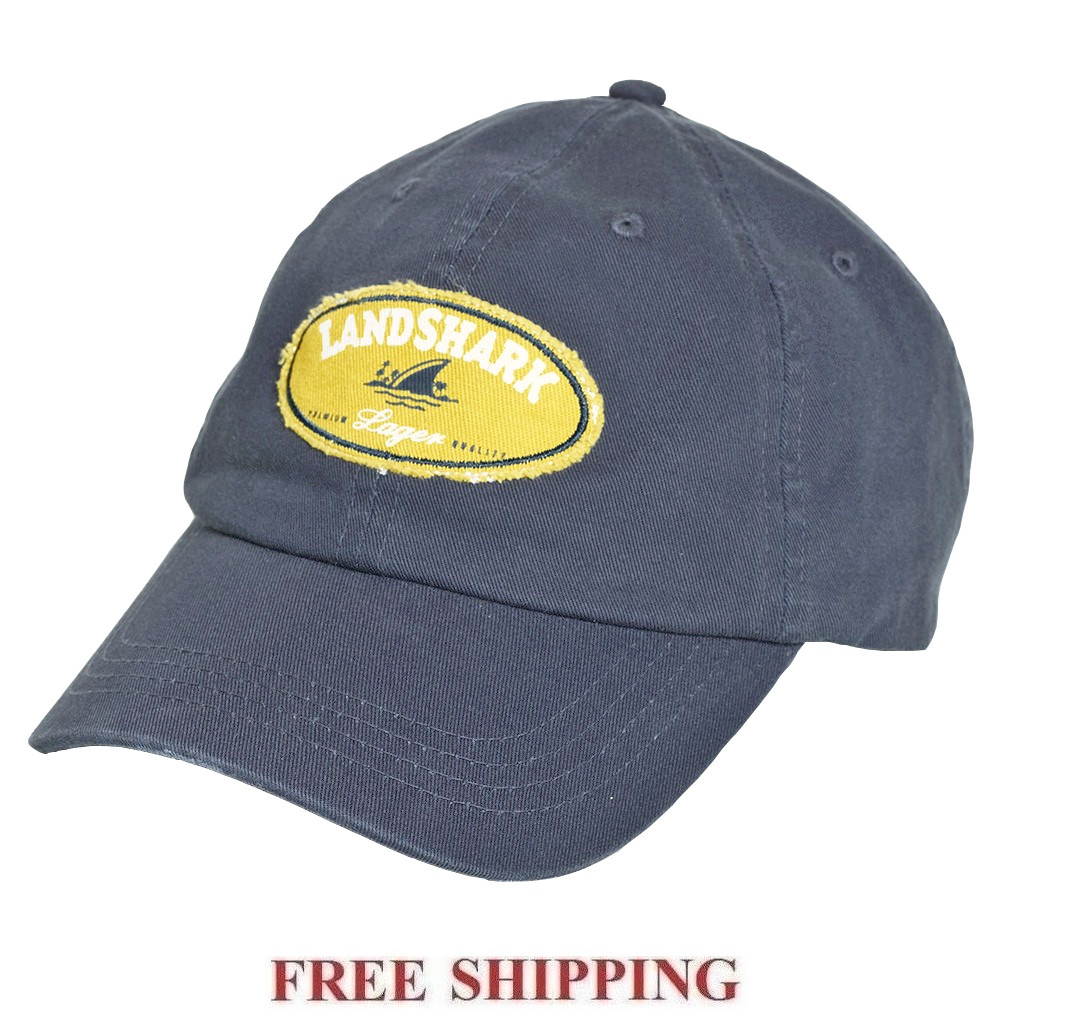 LANDSHARK LAGER BEER CAP BASEBALL W/ PATCH LOGO PROMO HAT NEW NAVY BLUE