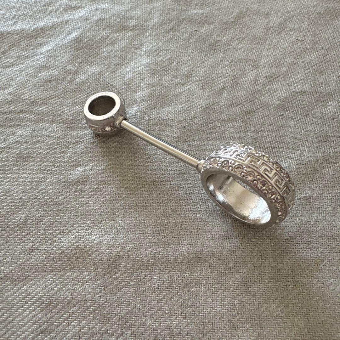 Gianni Versace Rare Crystal Cigarette Accessories Ring Silver Size US 5.25 JP 10