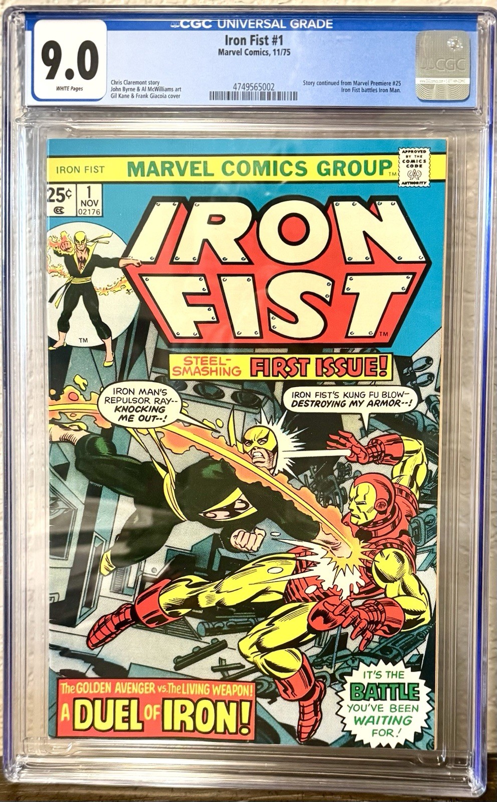 Iron Fist 1 CGC 9.0 Clasic Iron Fist Vs Iron Man Cover