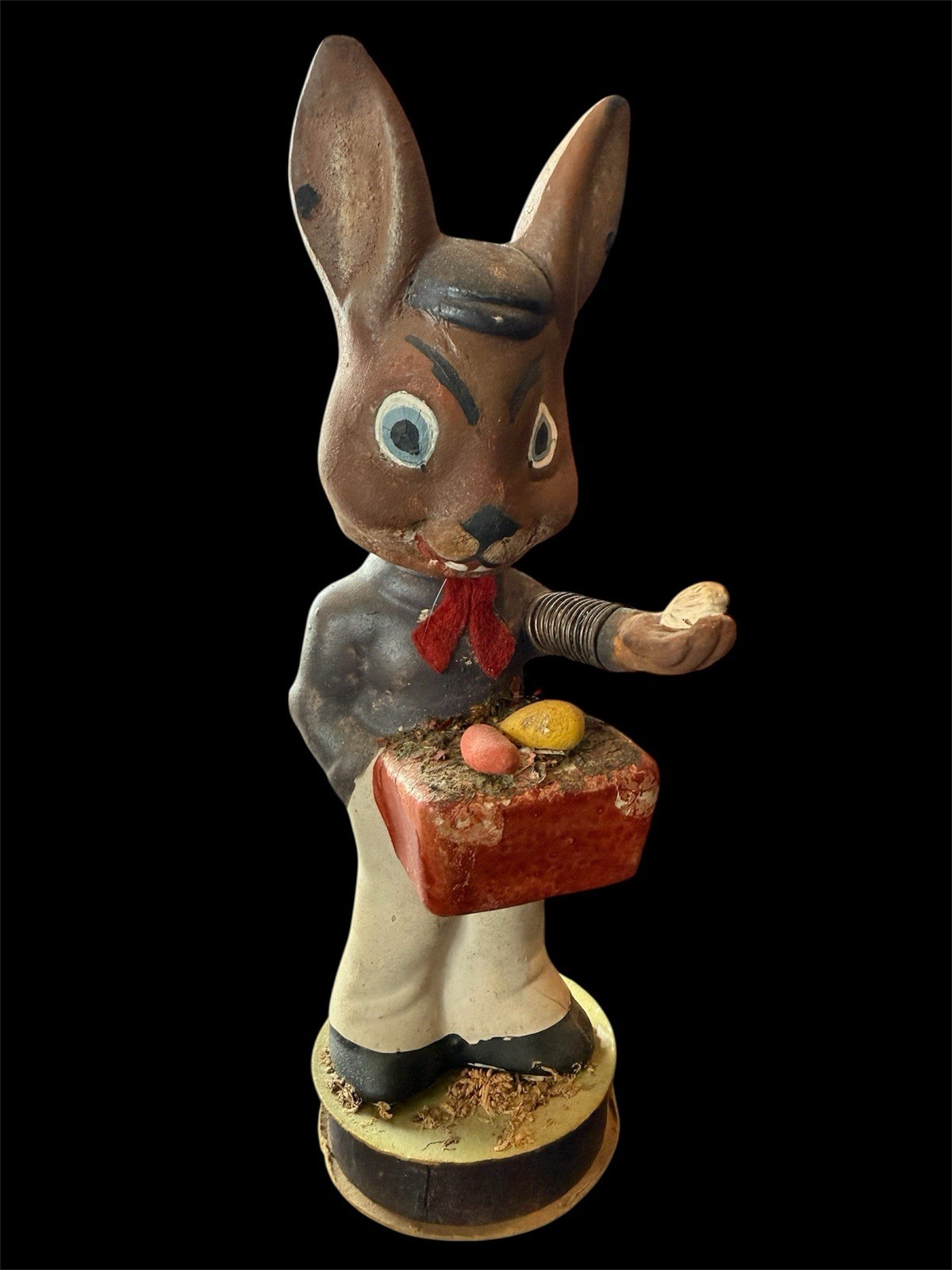 Rare 10” German Paper  Mache Rabbit Candy Container Spring Arm  Fuller museum