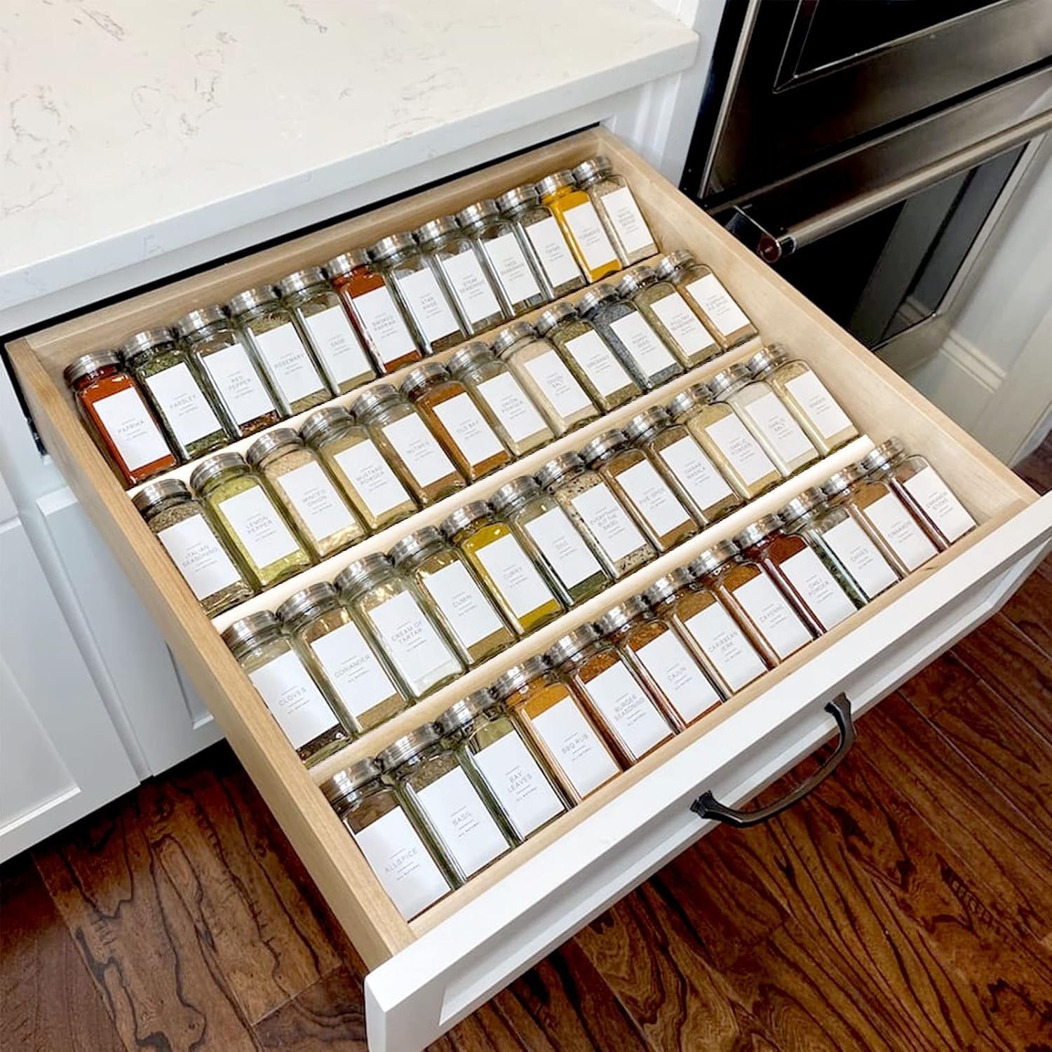 Acrylic Spice Drawer Organizer Expandable 4 Tier Kitchen Storage Tray Rack