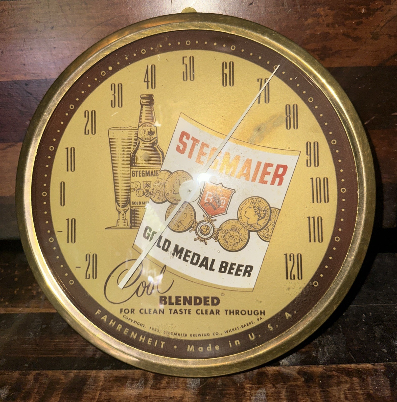 1950's Stegmaier Beer Gold Medal Beer Thermometer - WORKS