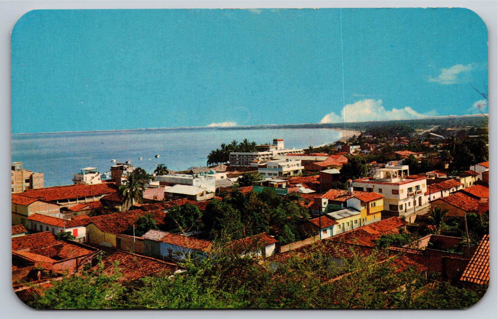 Panoramic View of the Resort of Puerto Vallarta Mexico Vintage Postcard