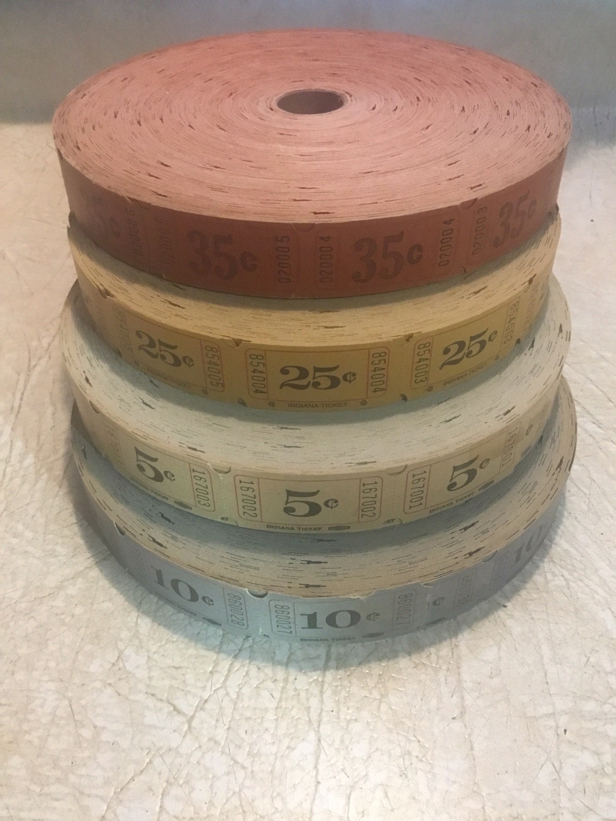 4 Vintage/antique amusement park ticket Roll 35 25 5 10 Cent Ticket New Lot Of 4