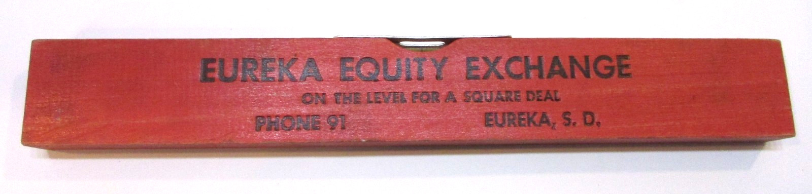 Antique 1940's Eureka SD Equity Exchange Phone 91 Red Wood Carpenters Level Tool