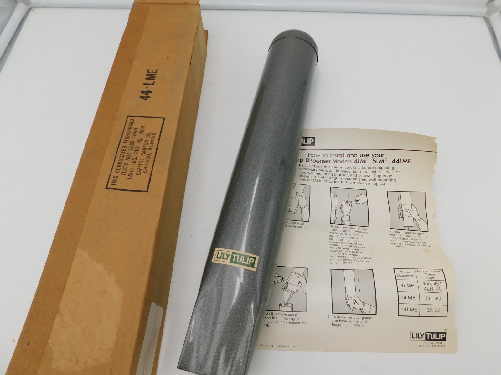 Vtg Lily-Tulip Cup Corp. Cup Dispenser 44 LME NOS Hammer Paint Movie Prop