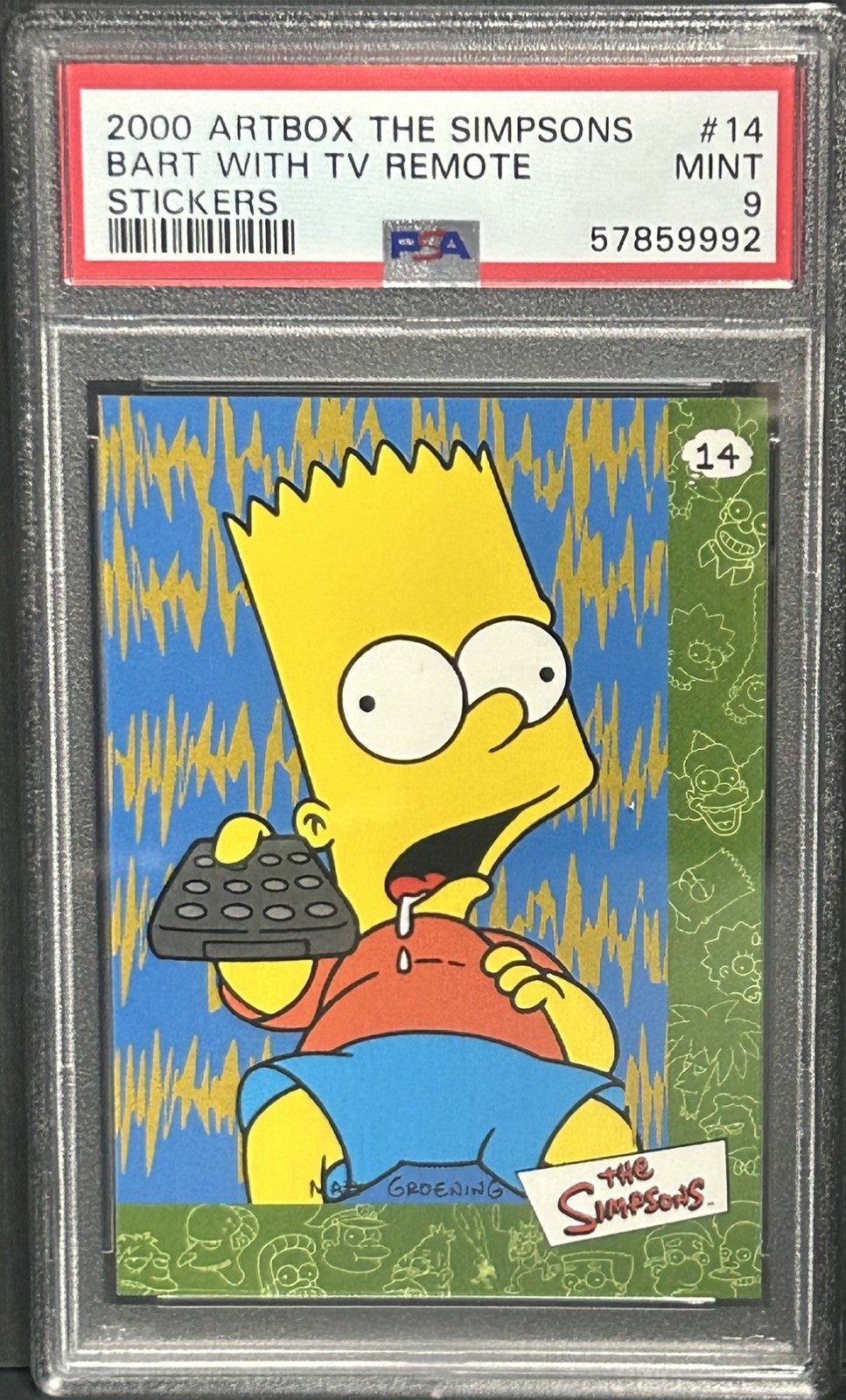 2000 Artbox The Simpsons Collectible Stickers Bart Simpson (TV Remote) PSA 9