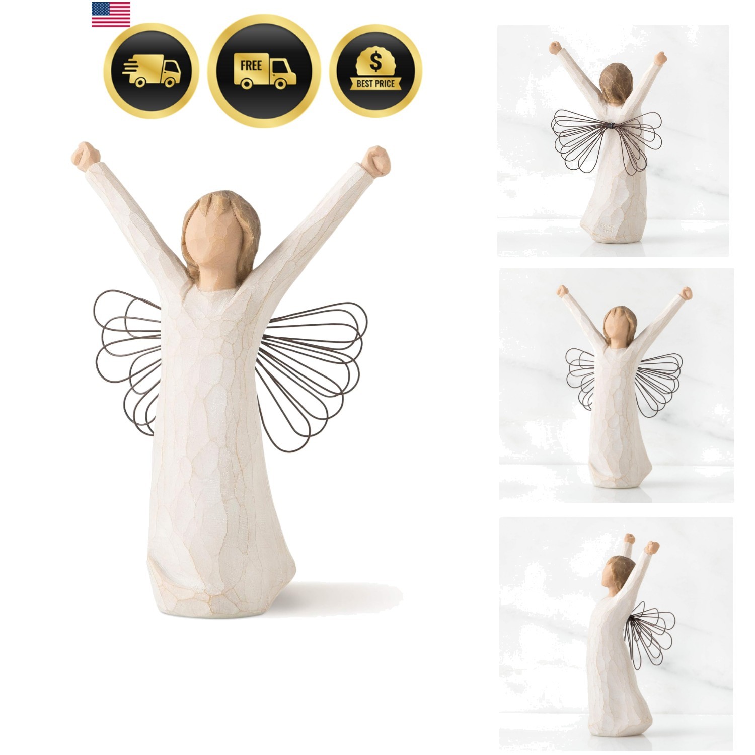 Courage, Sculpted Hand-Painted Angel Figure