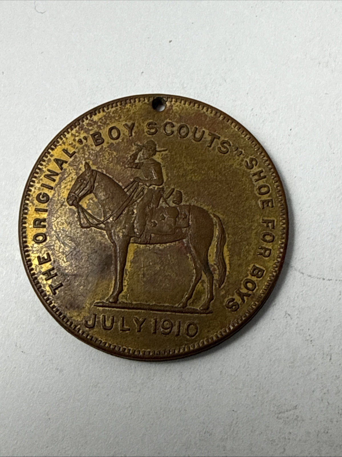 Vintage July 1910 Boy Scouts Shoe For Boys Token Excelsior Shoe Co Medal O