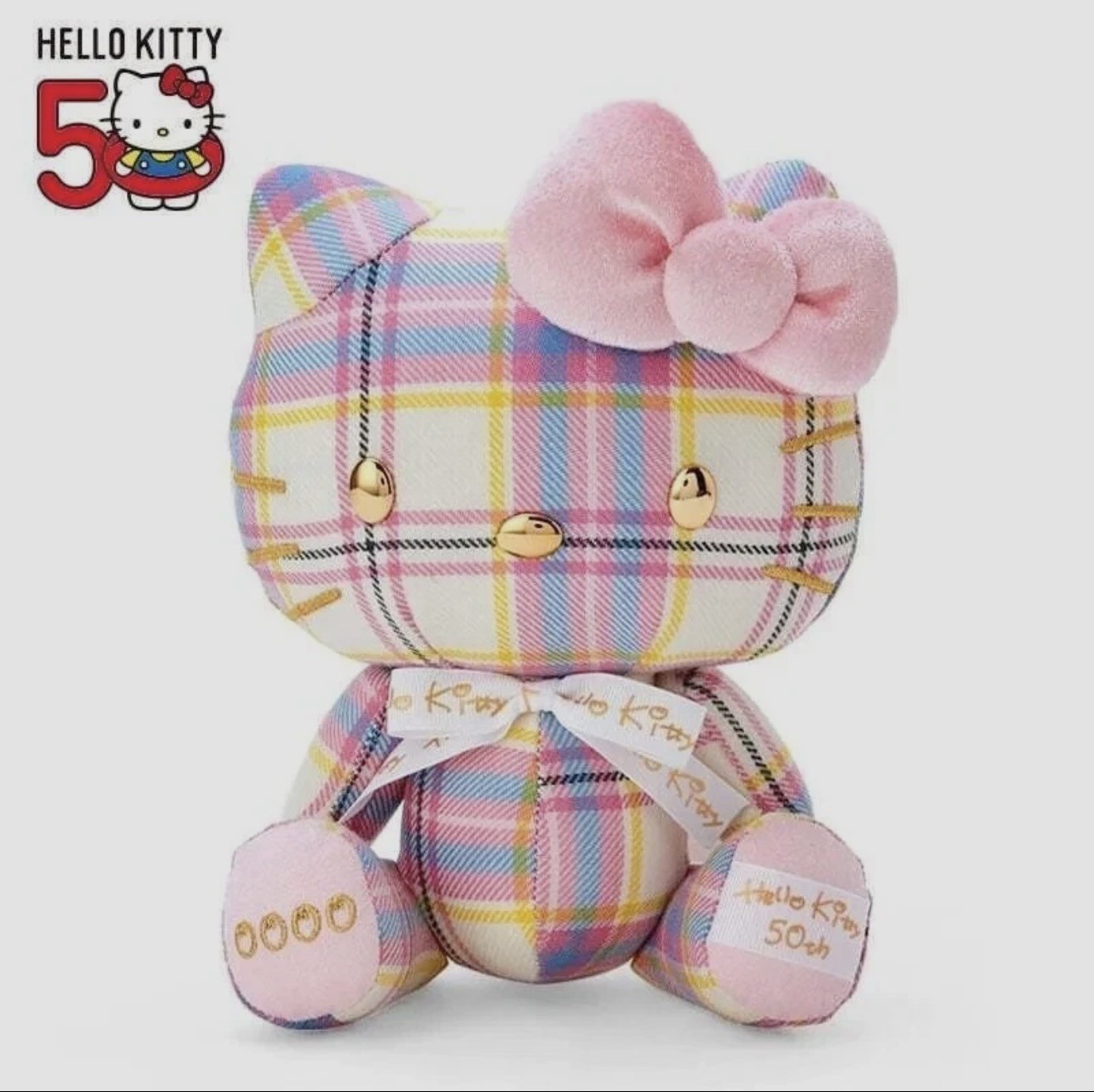 Hello Kitty 50th Anniversary  tartan design Plush Sanrio 100 Authentic SCOTTISH 