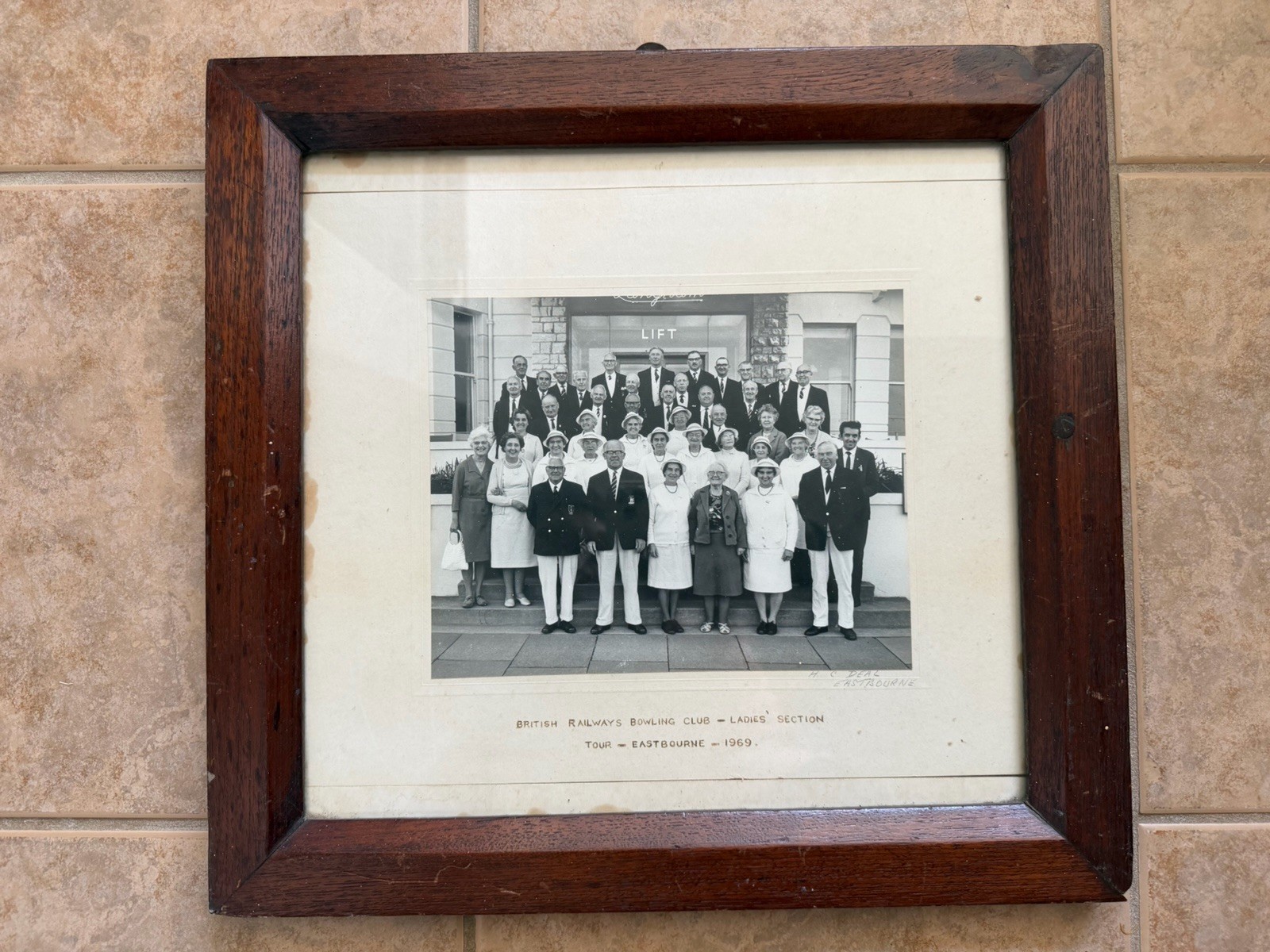 ANTIQUE VTG BRITISH RAILWAYS BOWLING CLUB 1969 Framed Black White Old Photograph