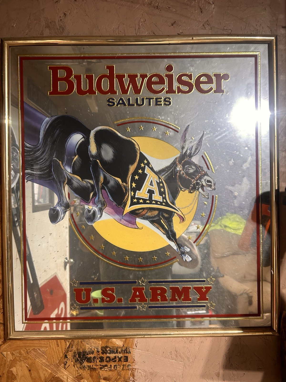 Vintage 1992 Anheuser-Busch Budweiser Salutes U.S Army Mirror USA 23.5 x 21.5