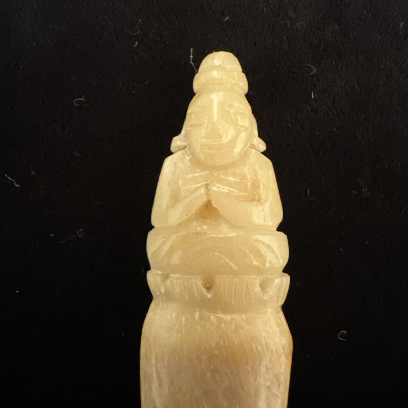 Vintage Hand Carved Buddha On Natural Tooth Carving Asian