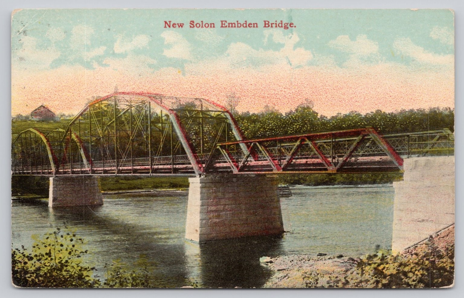 New Solon Embden Bridge Maine ME Vintage Postcard 1913 Postmark