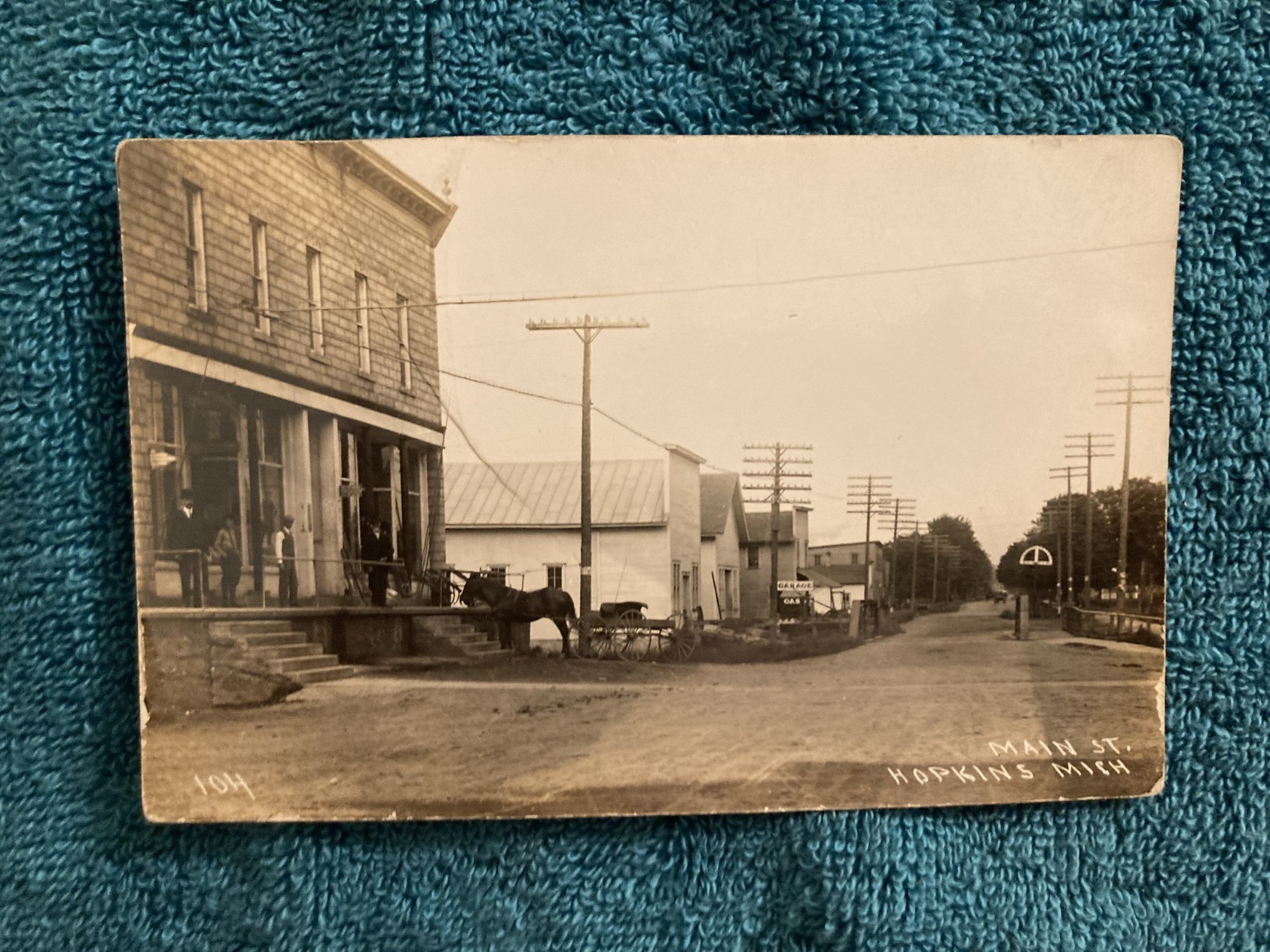 RPPC Hopkins Michigan Main Street Scene Beautiful Well Kept Photo Unposted c1910