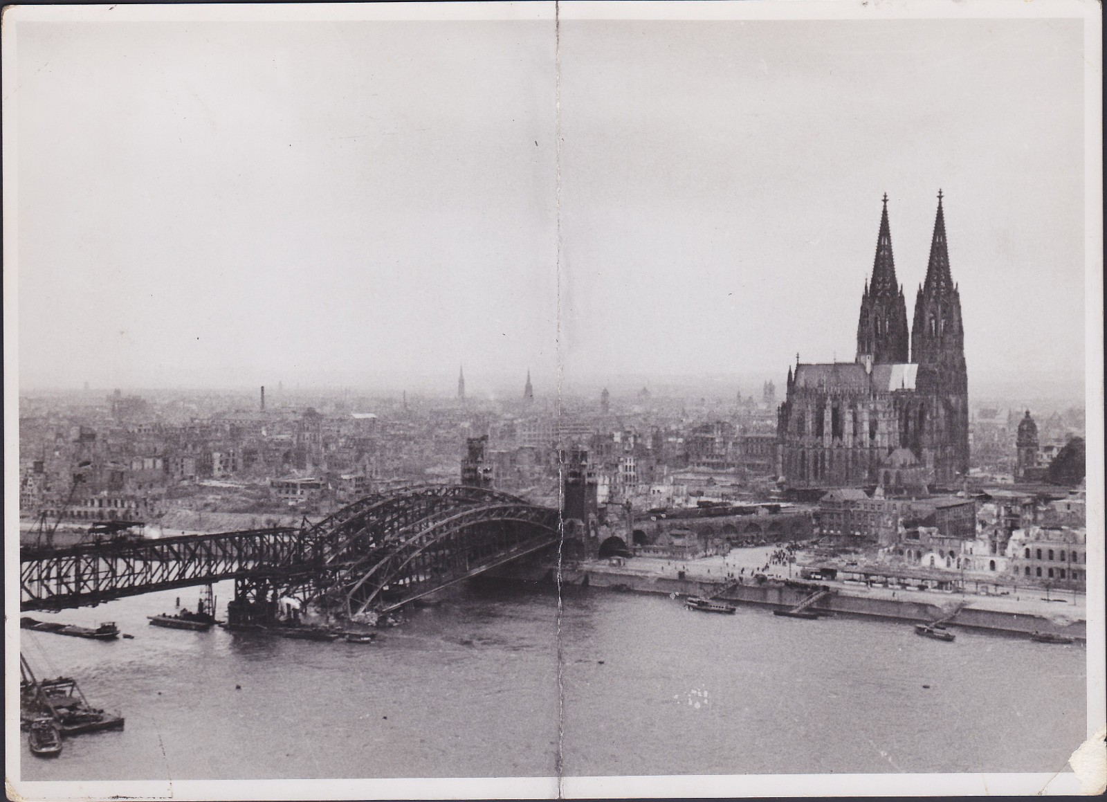 TWO Original 1945 Walter Dick Vintage Photos Cologne Germany WWII Ruins Stamped